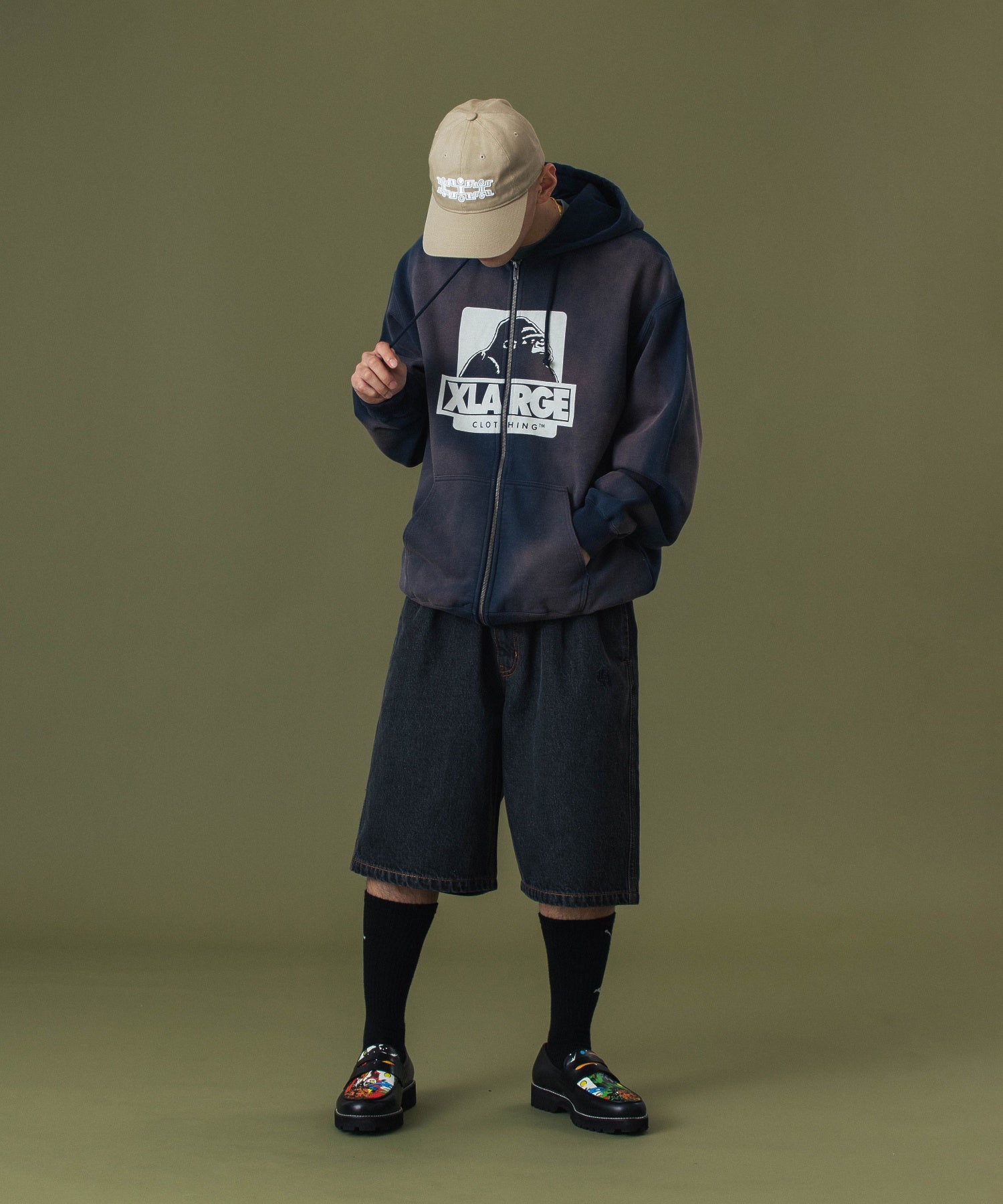 DISCHARGE PRINTED OG ZIP HOODED SWEATSHIRT