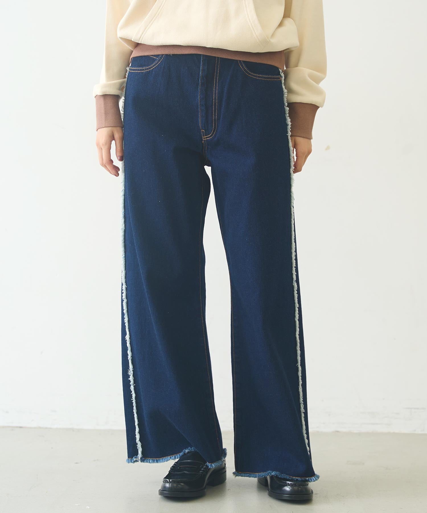 FRINGE DENIM PANTS