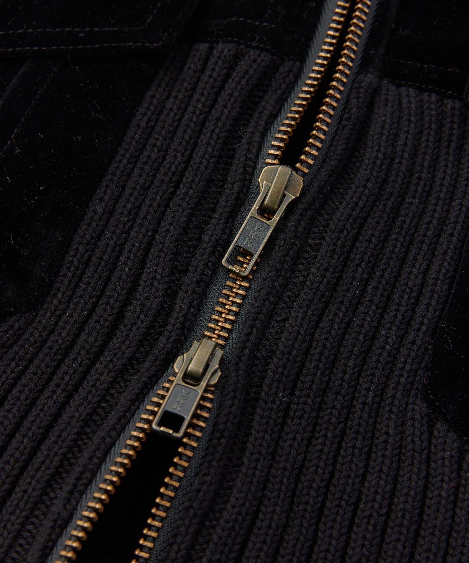 VELOUR AND KNIT ZIP UP TOP
