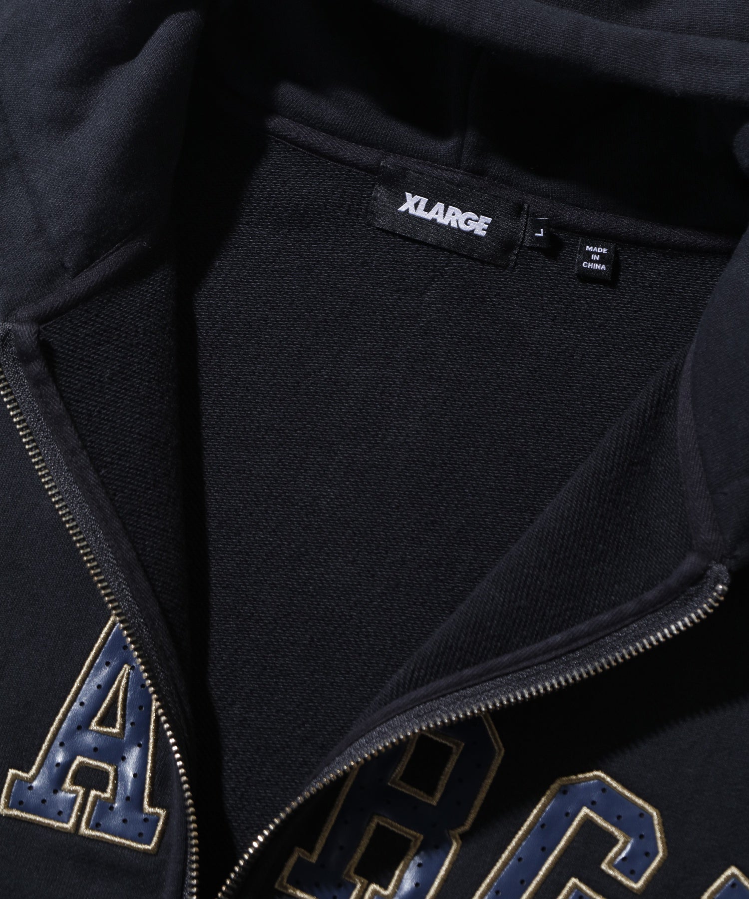 PERFORATED LEATHER LOGO ZIP UP HOODED SWEATSHIRT