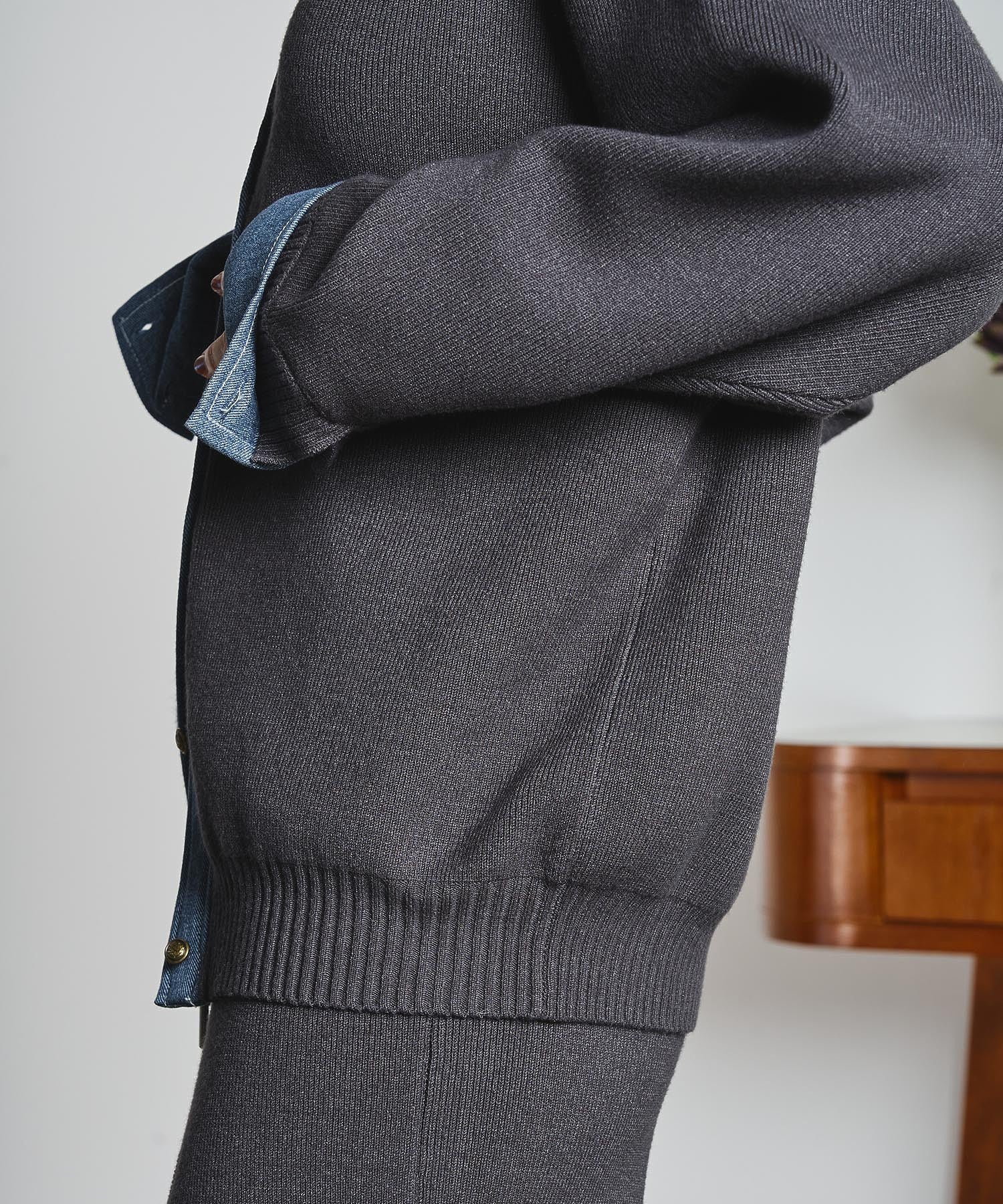 GENE HEAVENS/KNIT x DENIM CARDIGAN