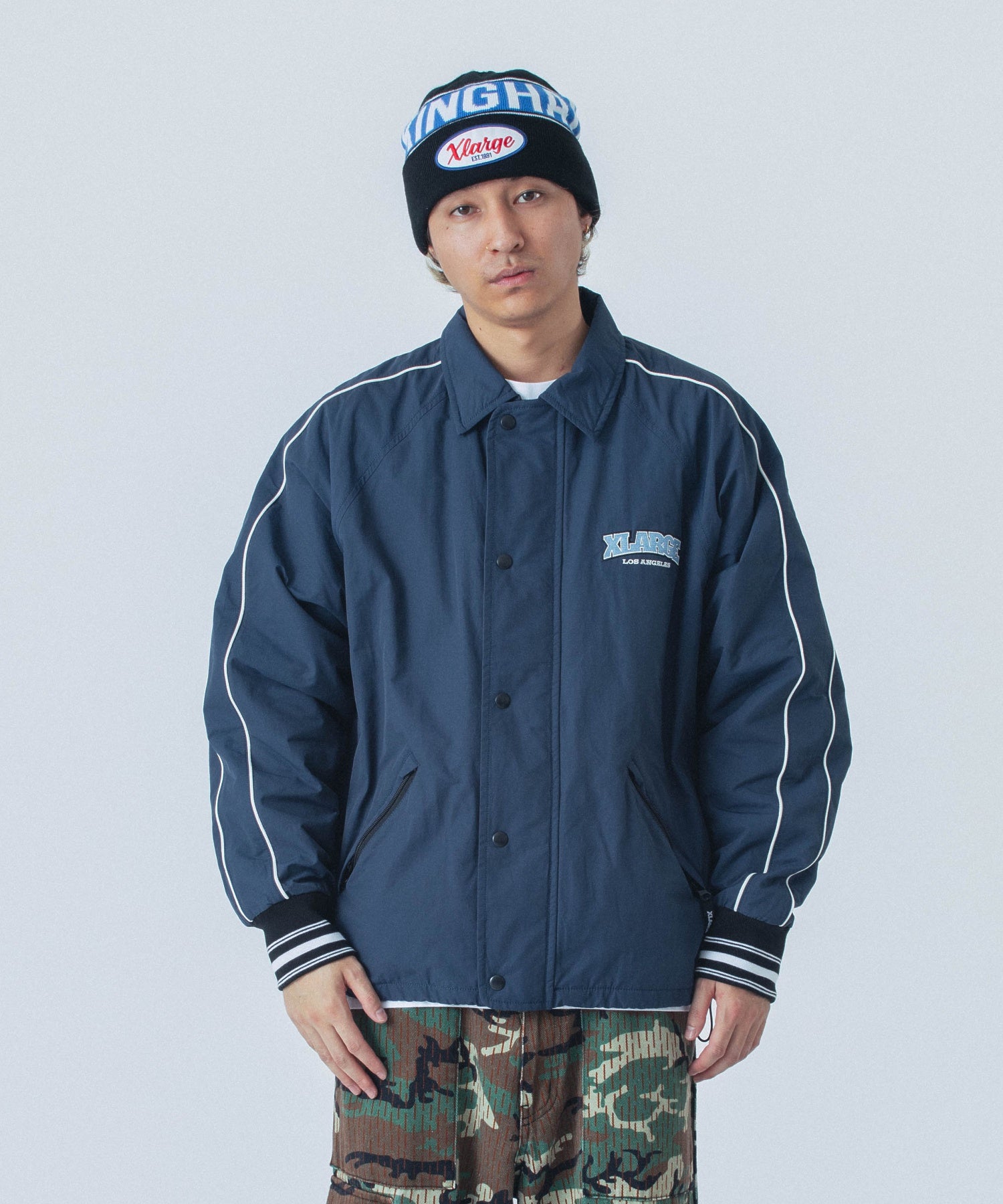 NYLON PIPING COACH JACKET