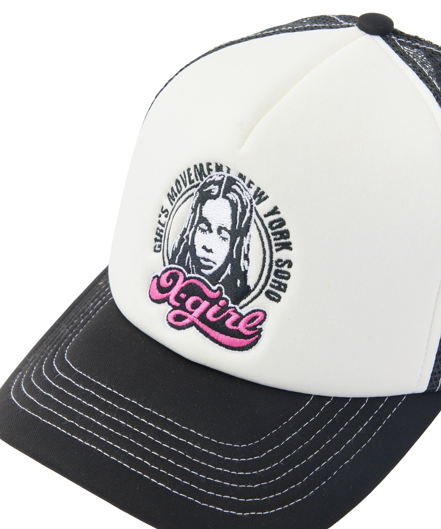CHEERFUL LOGO AND FACE TRUCKER CAP