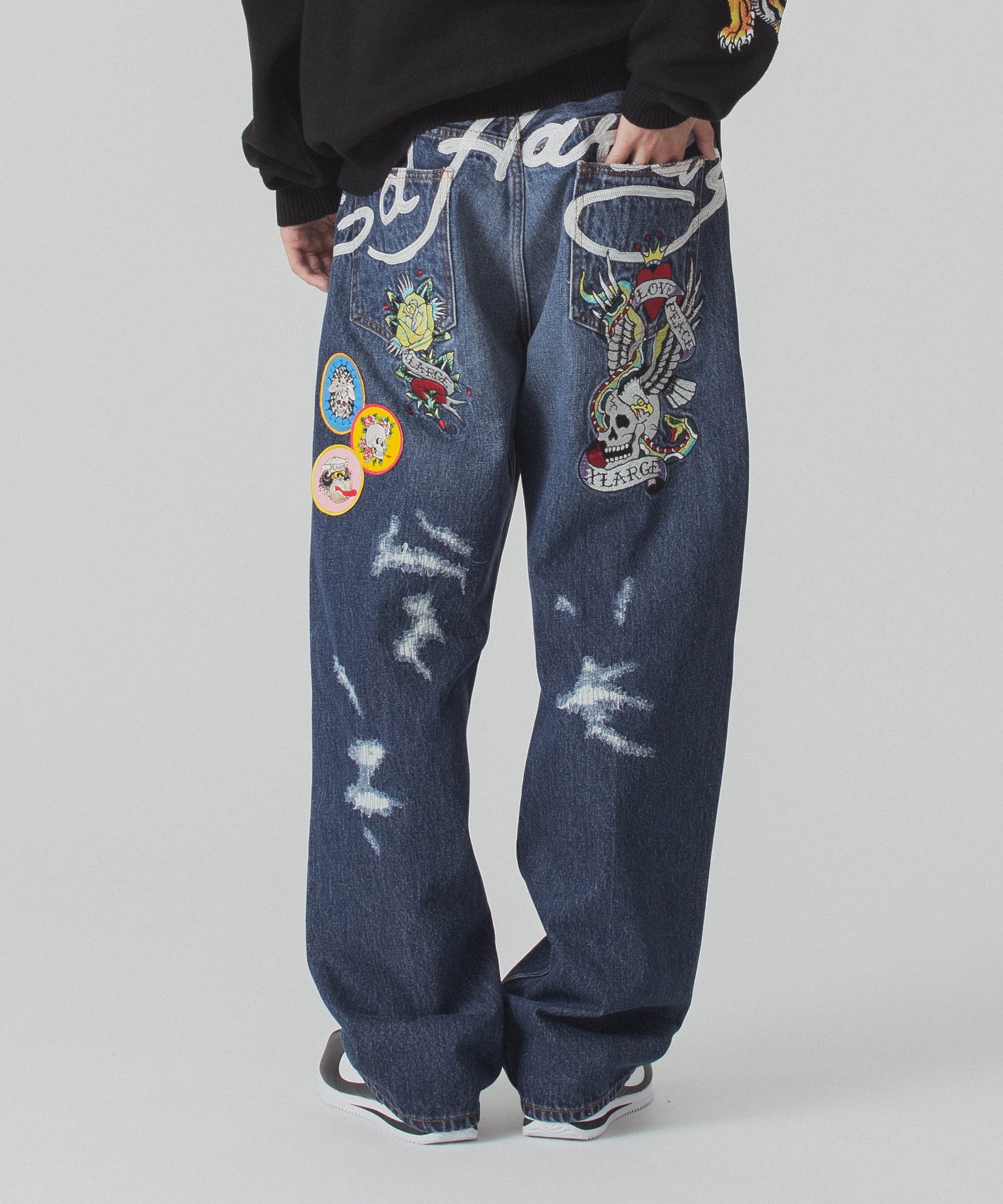 XLARGE×ED HARDY CRASH DENIM PANTS