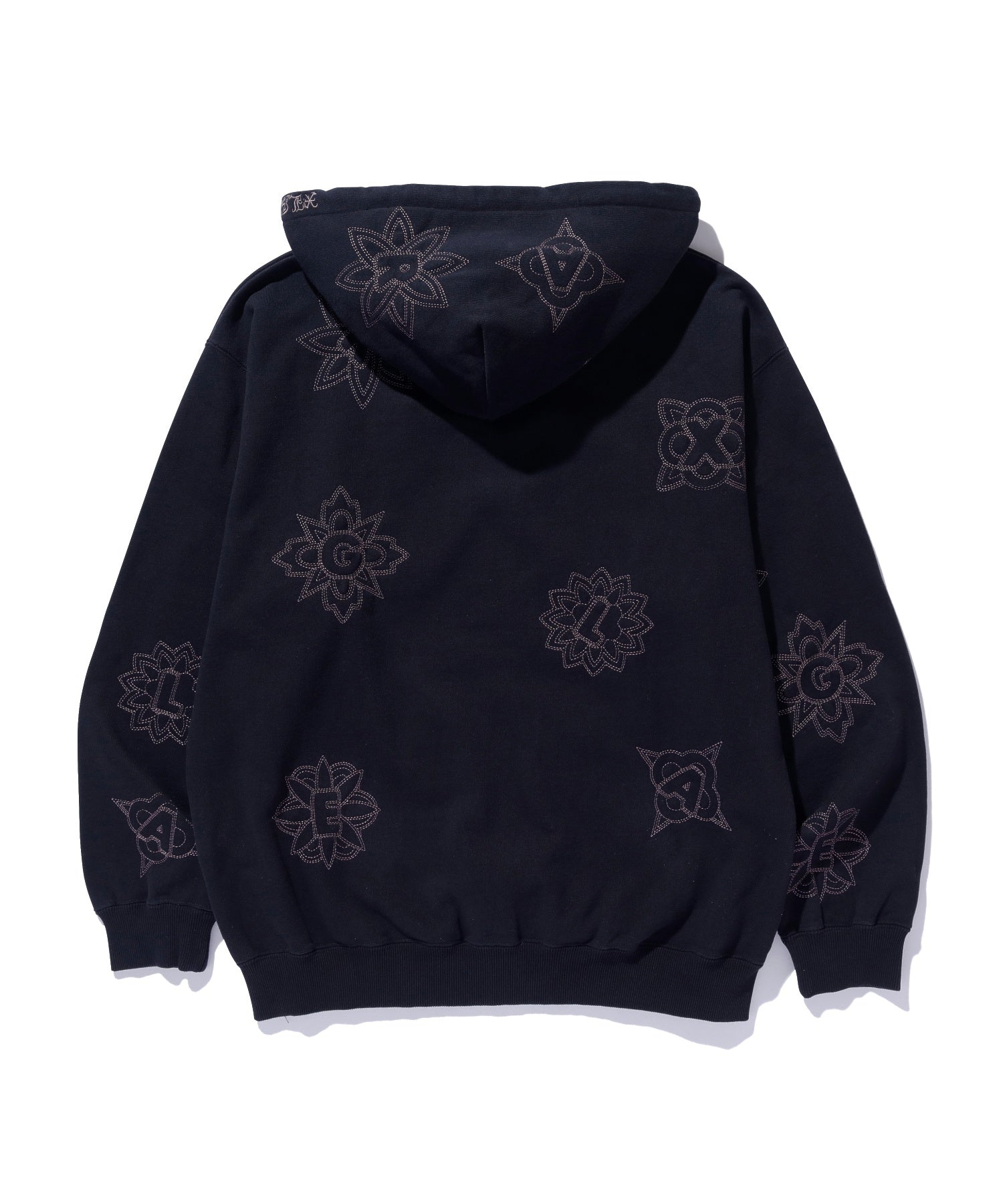 ALLOVER EMBROIDERY ZIP UP HOODED SWEATSHIRT