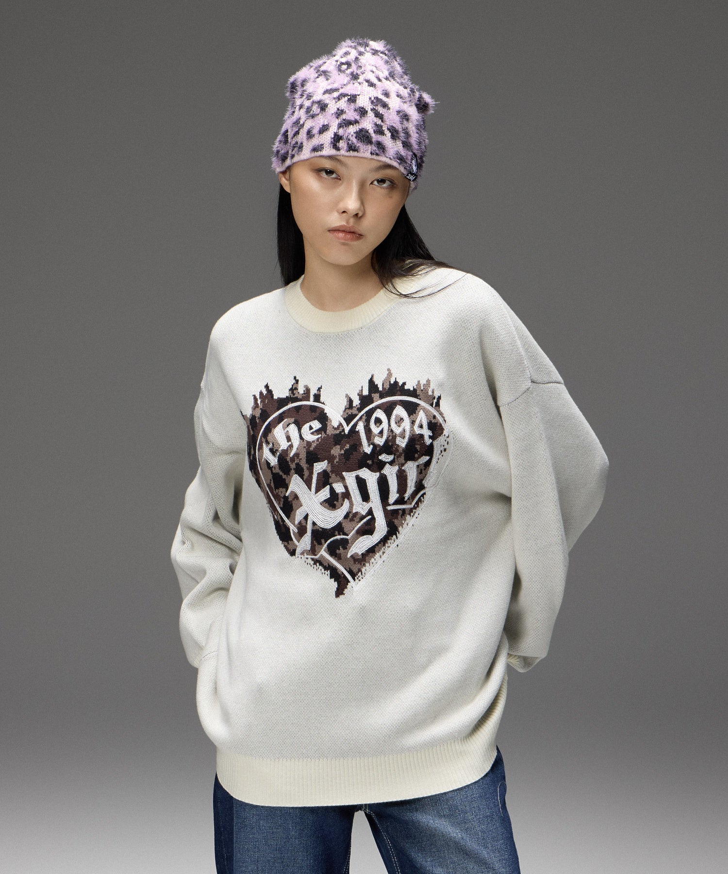 LEOPARD SHAGGY JACQUARD BEANIE