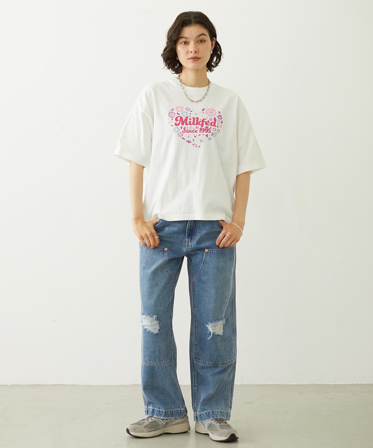 HEART FLOWER EMBROIDERY S/S TEE