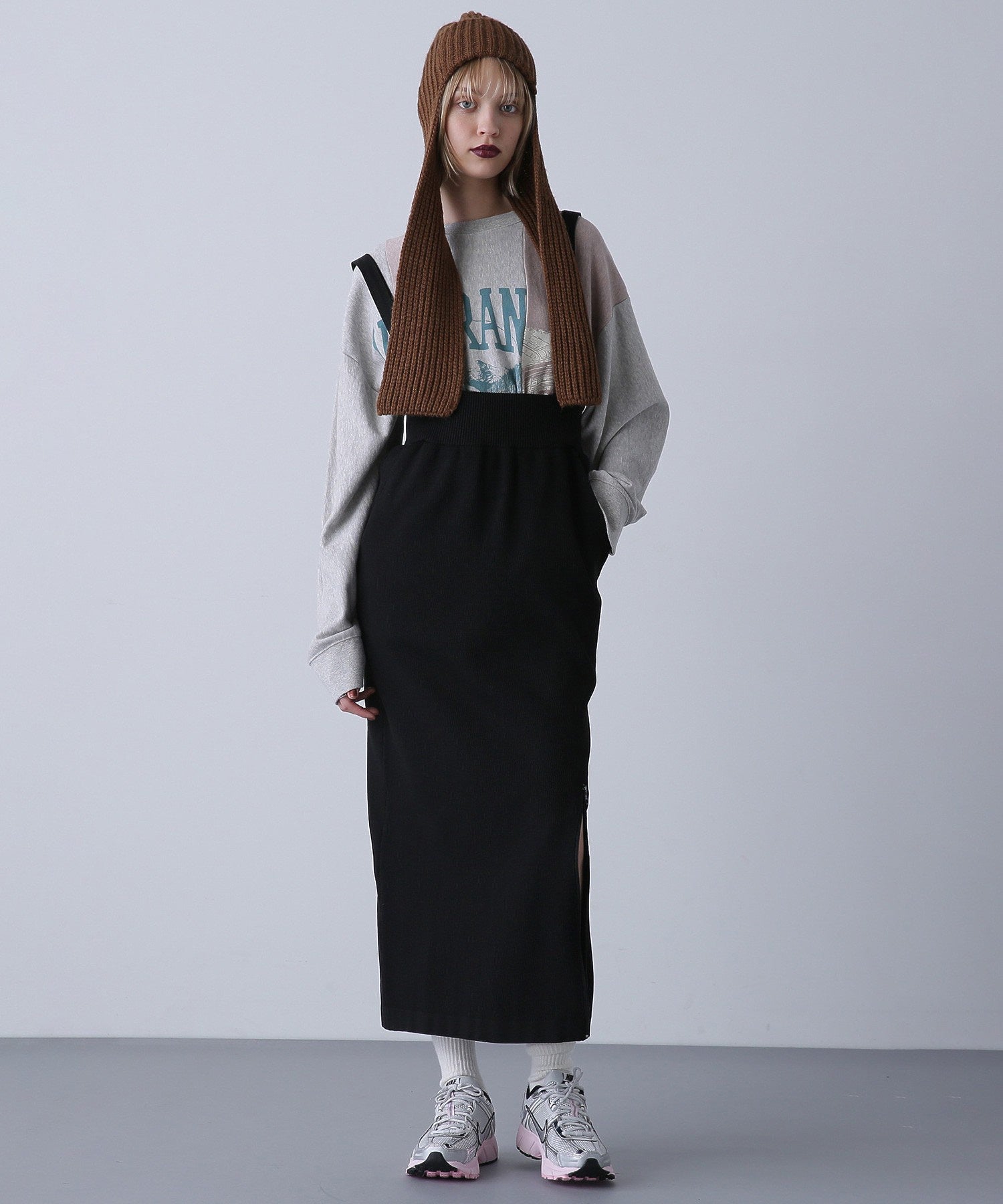 GENE HEAVENS/サウザンドマイル コラボレーション 2WAYサスペンダーニットスカート