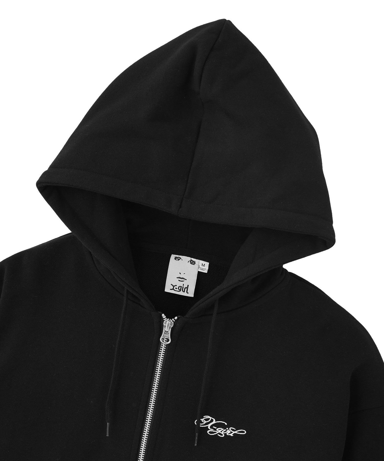 RHINESTONE LOGO AND FACE ZIP UP SWEAT HOODIE