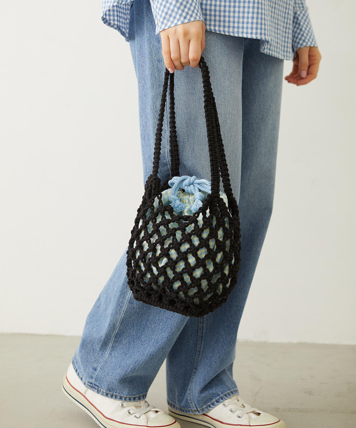 KNITTED GINGHAM BAG