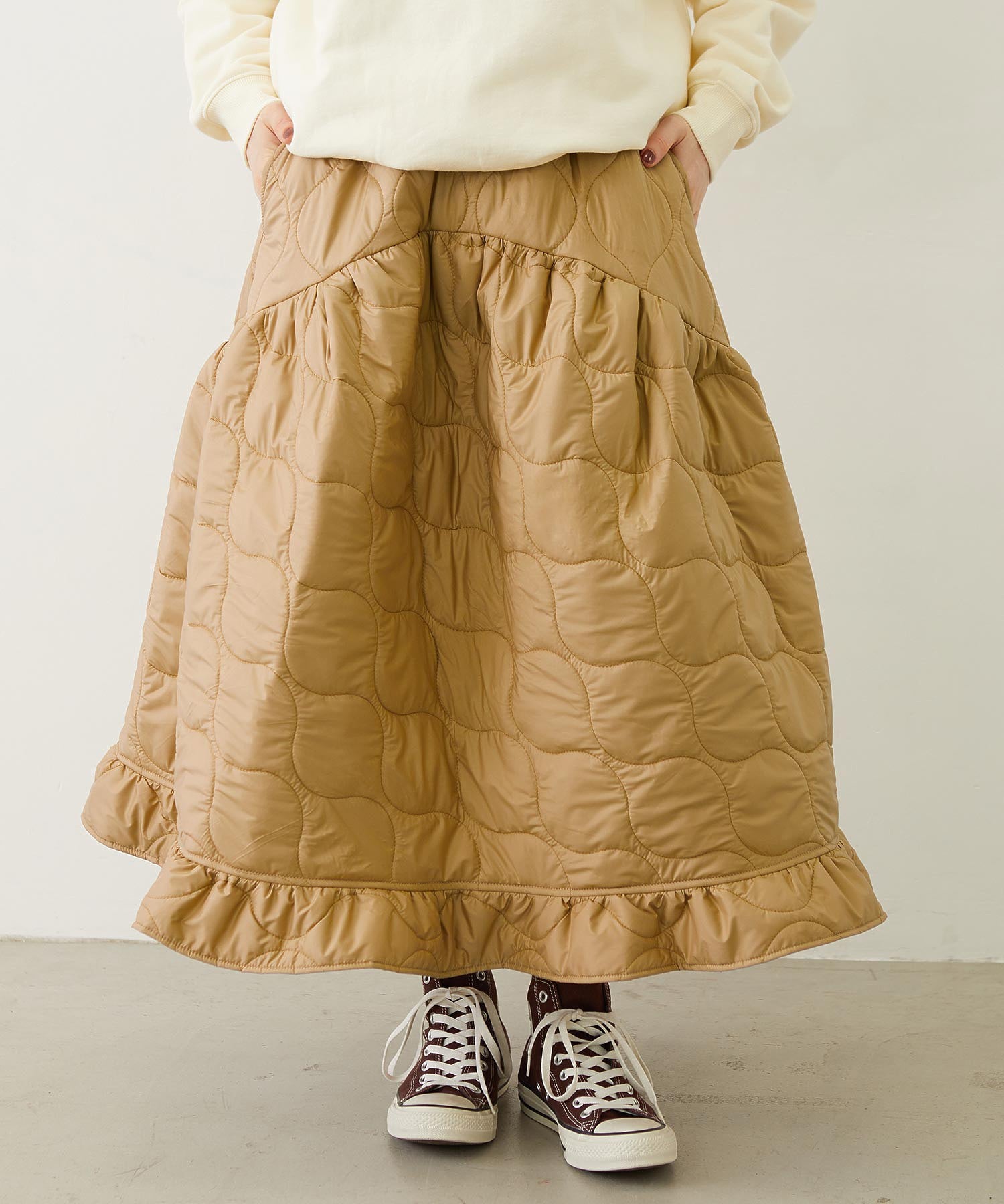 QUILTED FLARED SKIRT