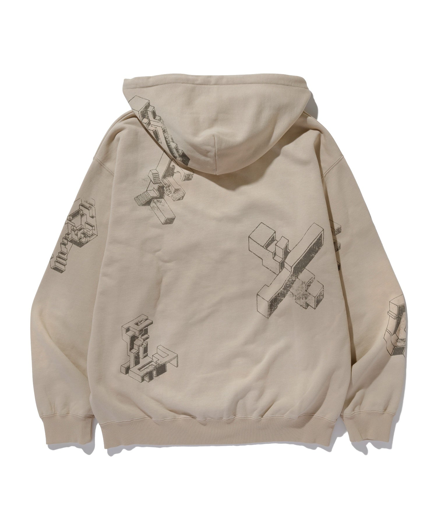 GEOMETRIC ZIP UP HOODED SWEATSHIRT