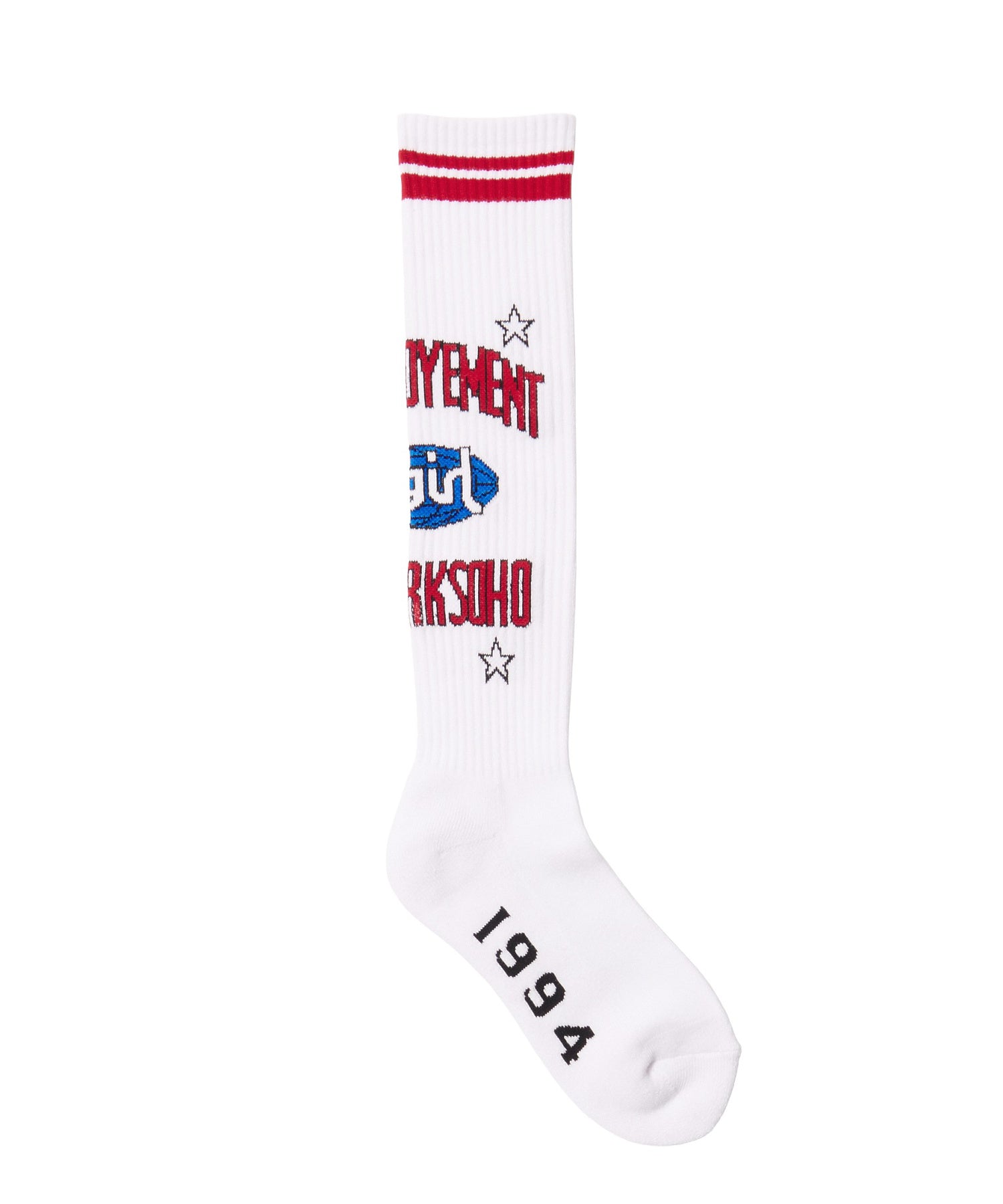 WORLD LOGO JACQUARD RIB HIGH SOCKS