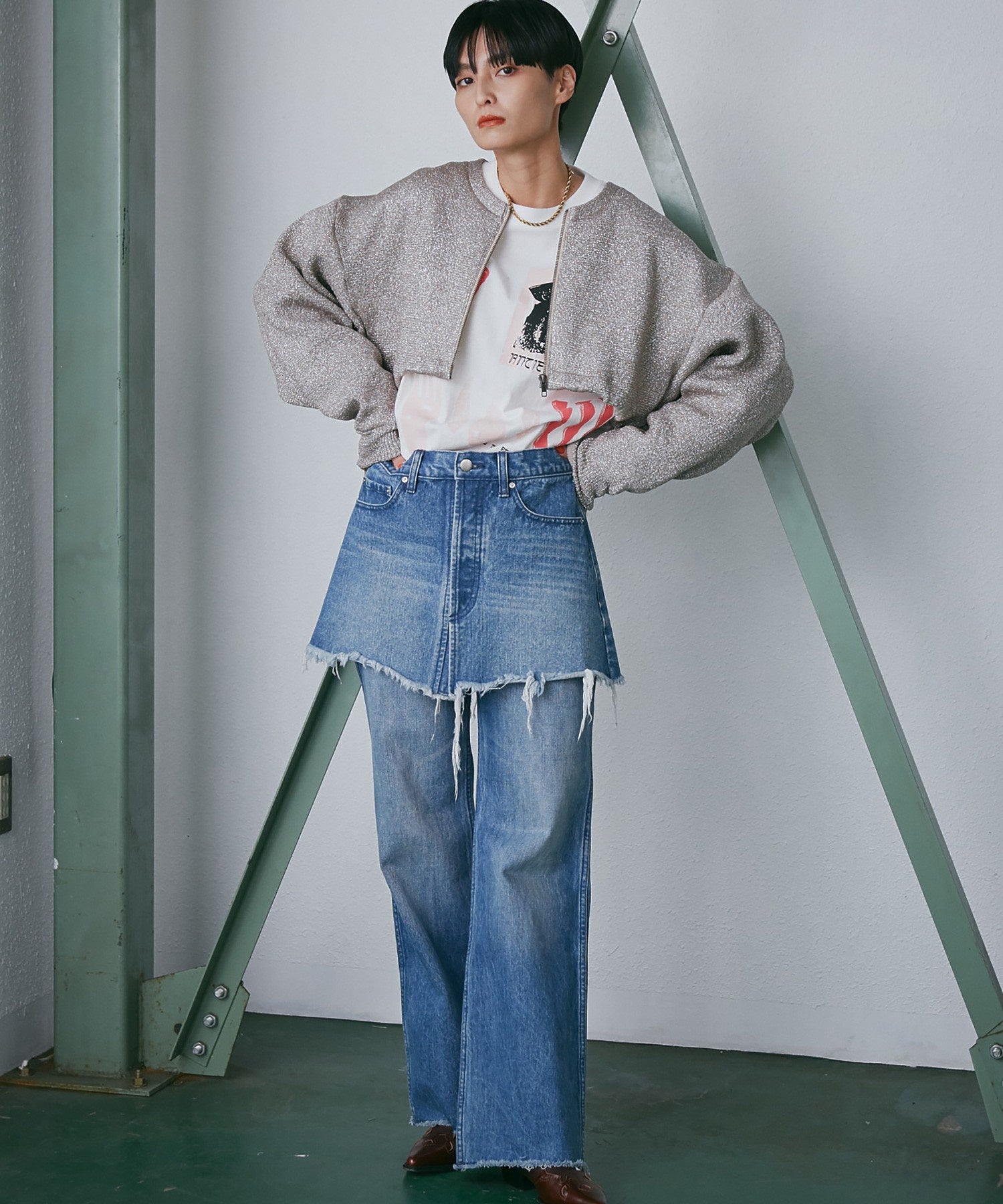 ラメニットブルゾン