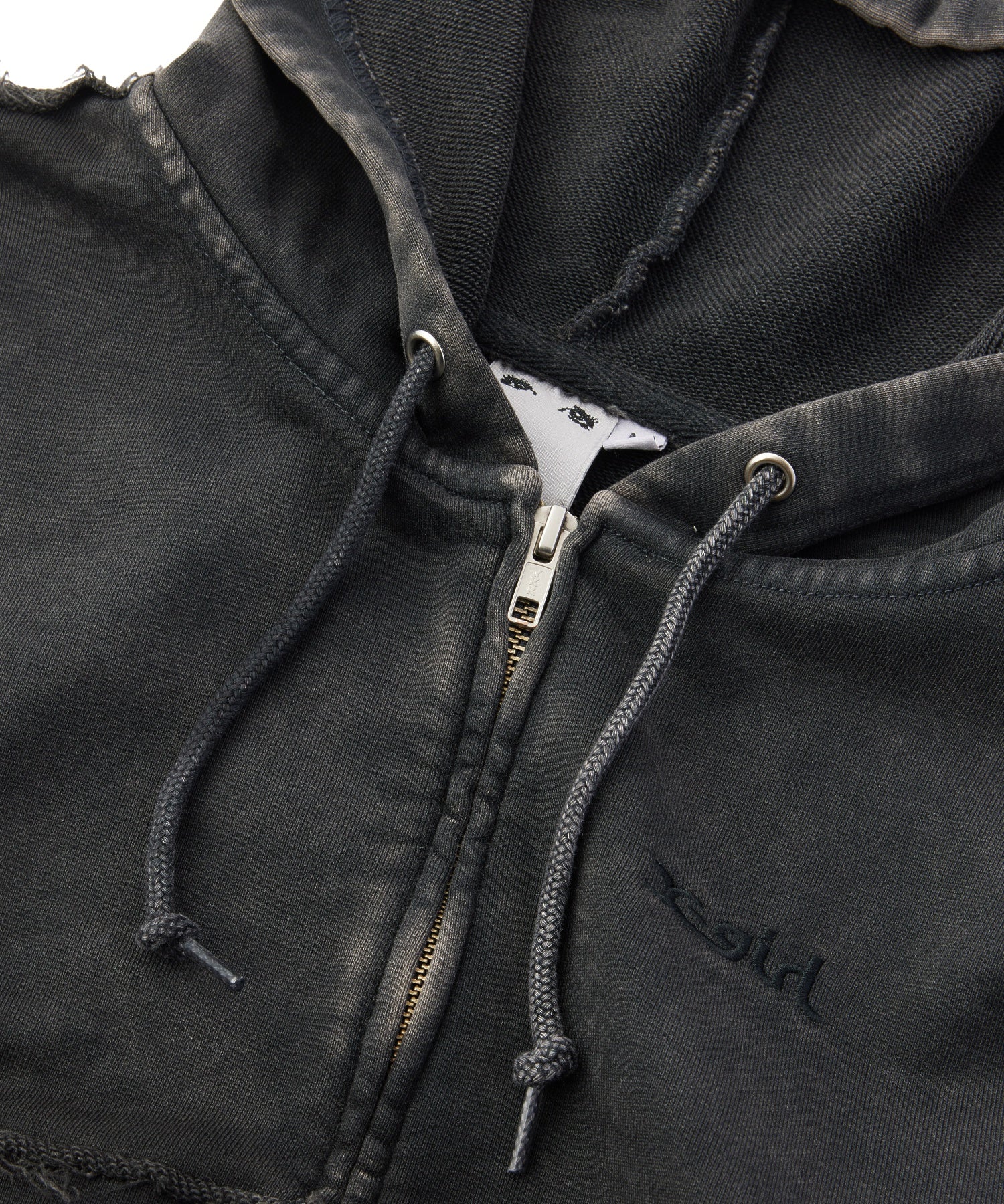 FADED CUT OFF COMPACT ZIP UP SWEWAT HOODIE