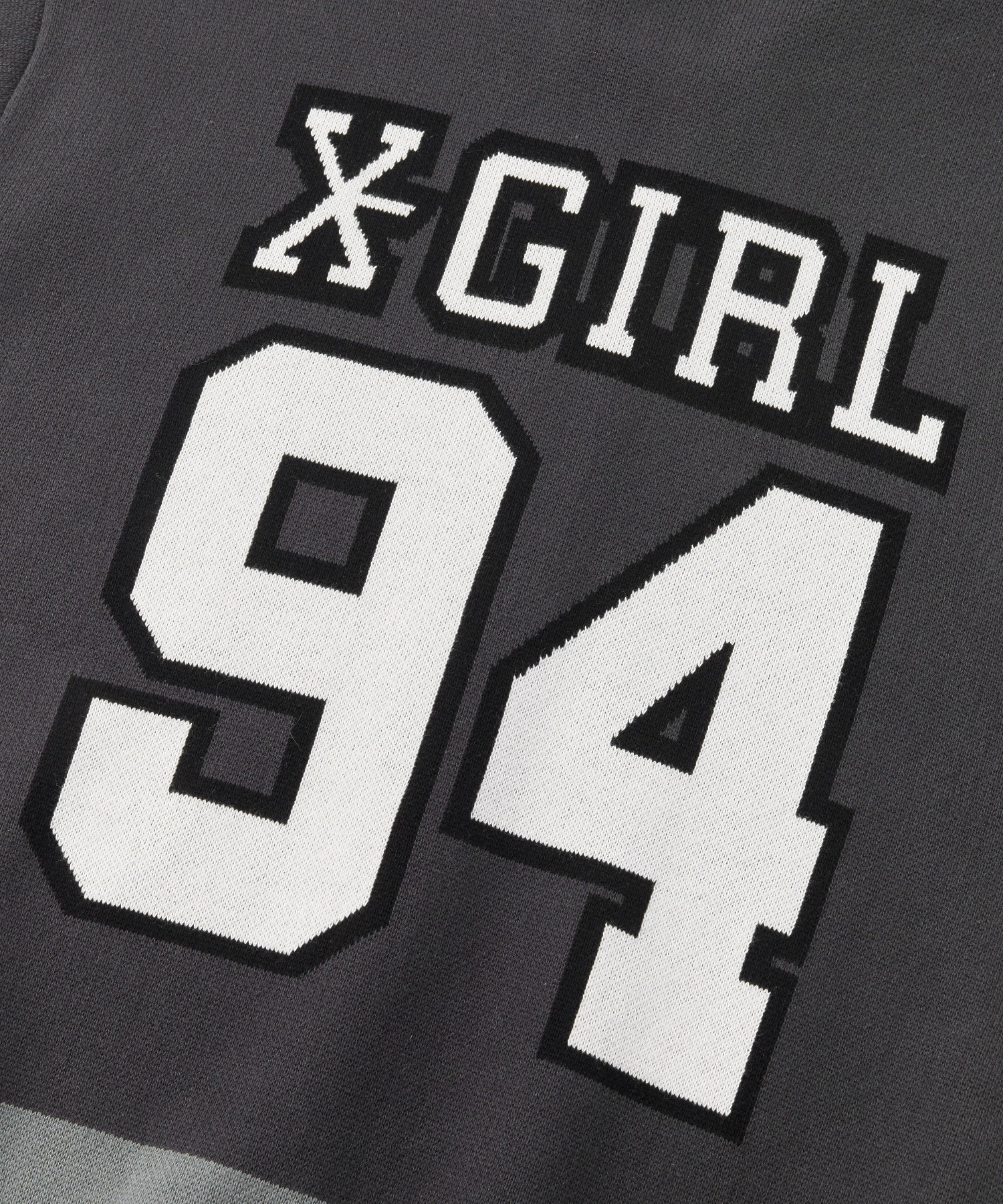 NUMBER AND LOGO JACQUARD ZIP UP KNIT TOP