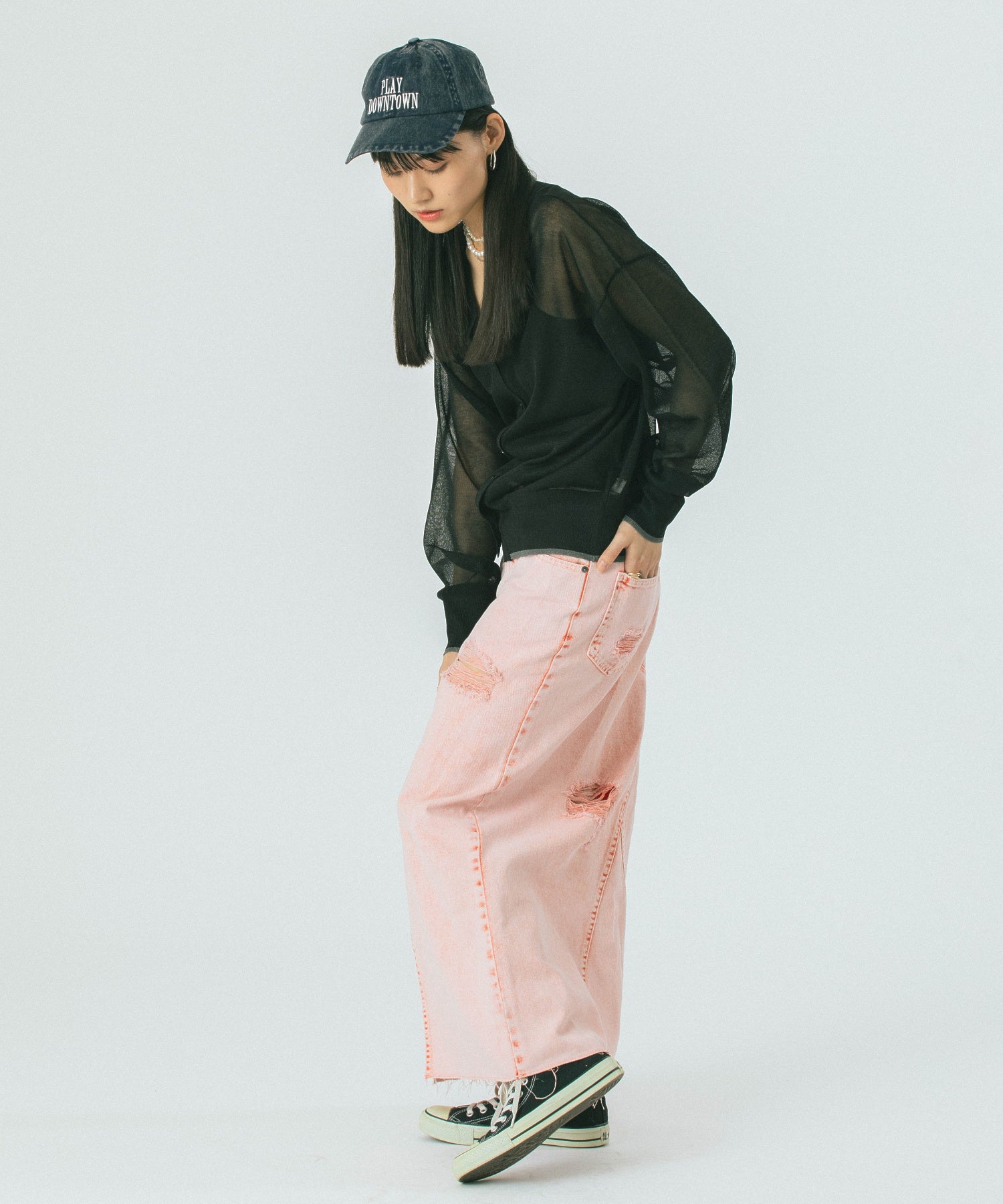 DAMEGE DENIM SKIRT