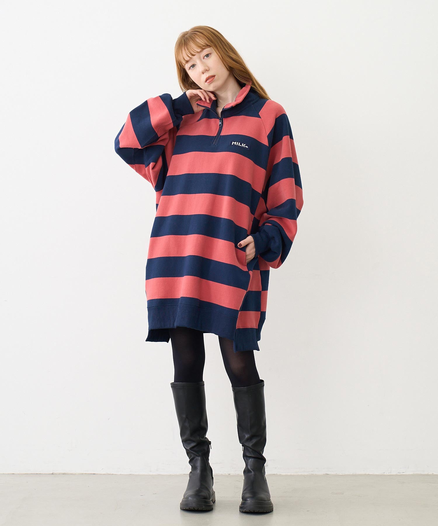 STRIPED TUNIC SWEATSHIRT