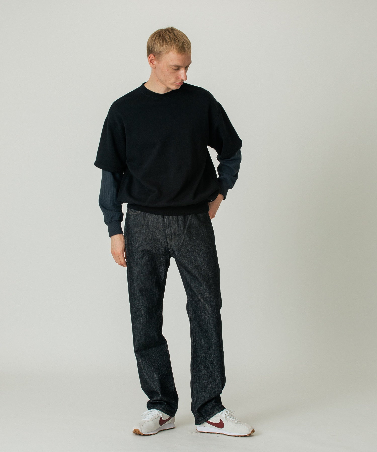 LAYERED SLEEVE CREW NECK