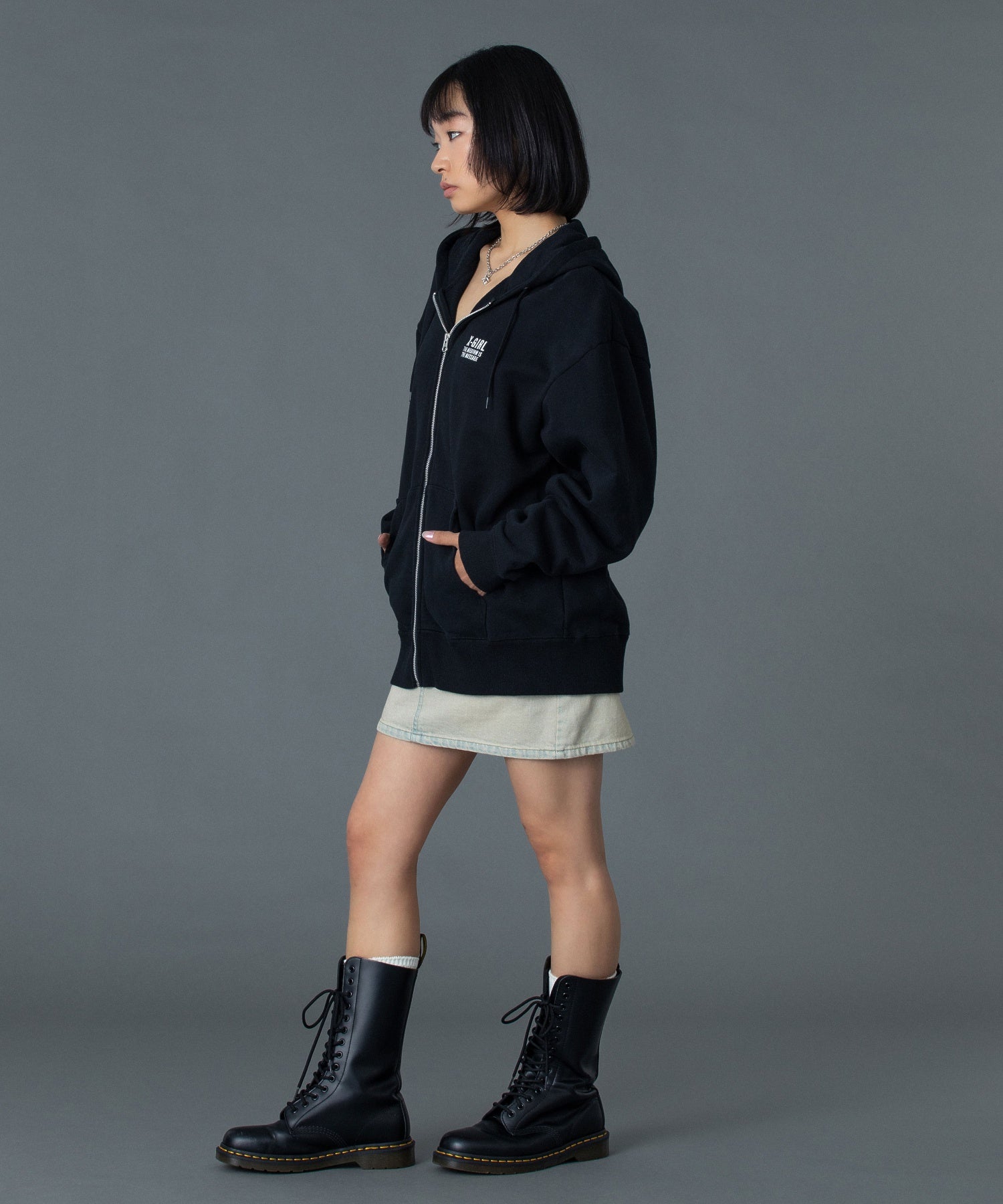 CIRCLE MESSAGE AND FACE ZIP UP SWEAT HOODIE