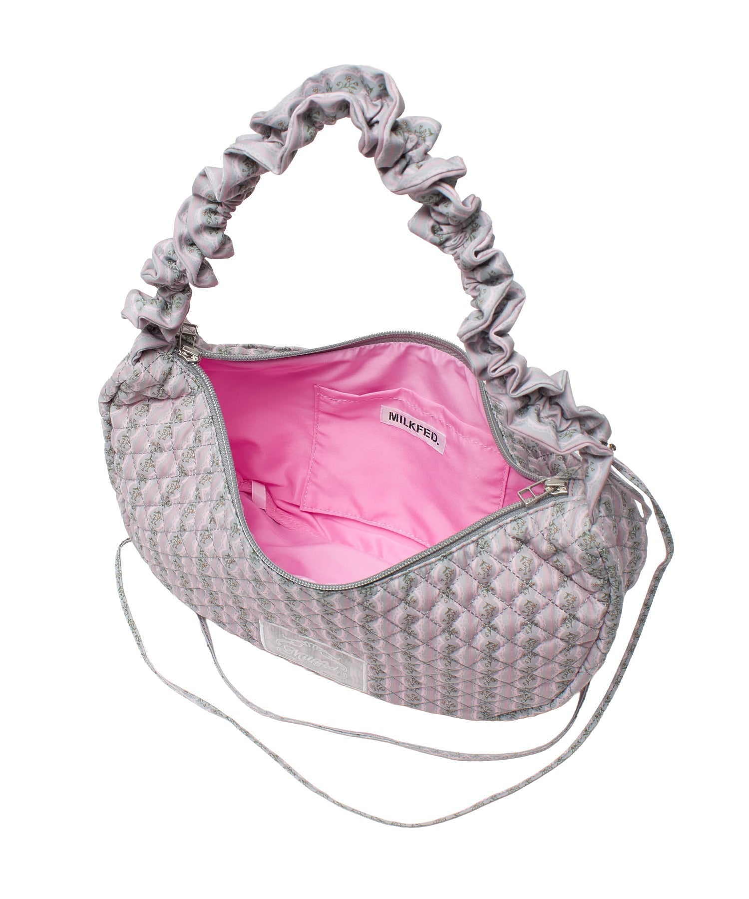 STRIPED FLOWER QUILTED SHOULDER BAG