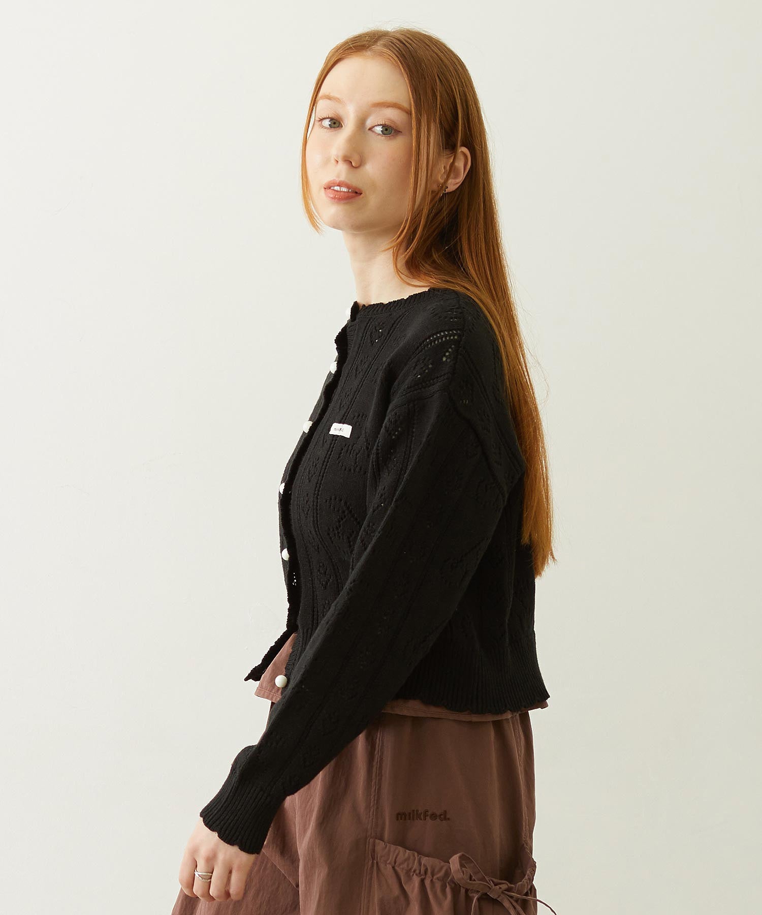 CHERRY OPEN KNIT CARDIGAN