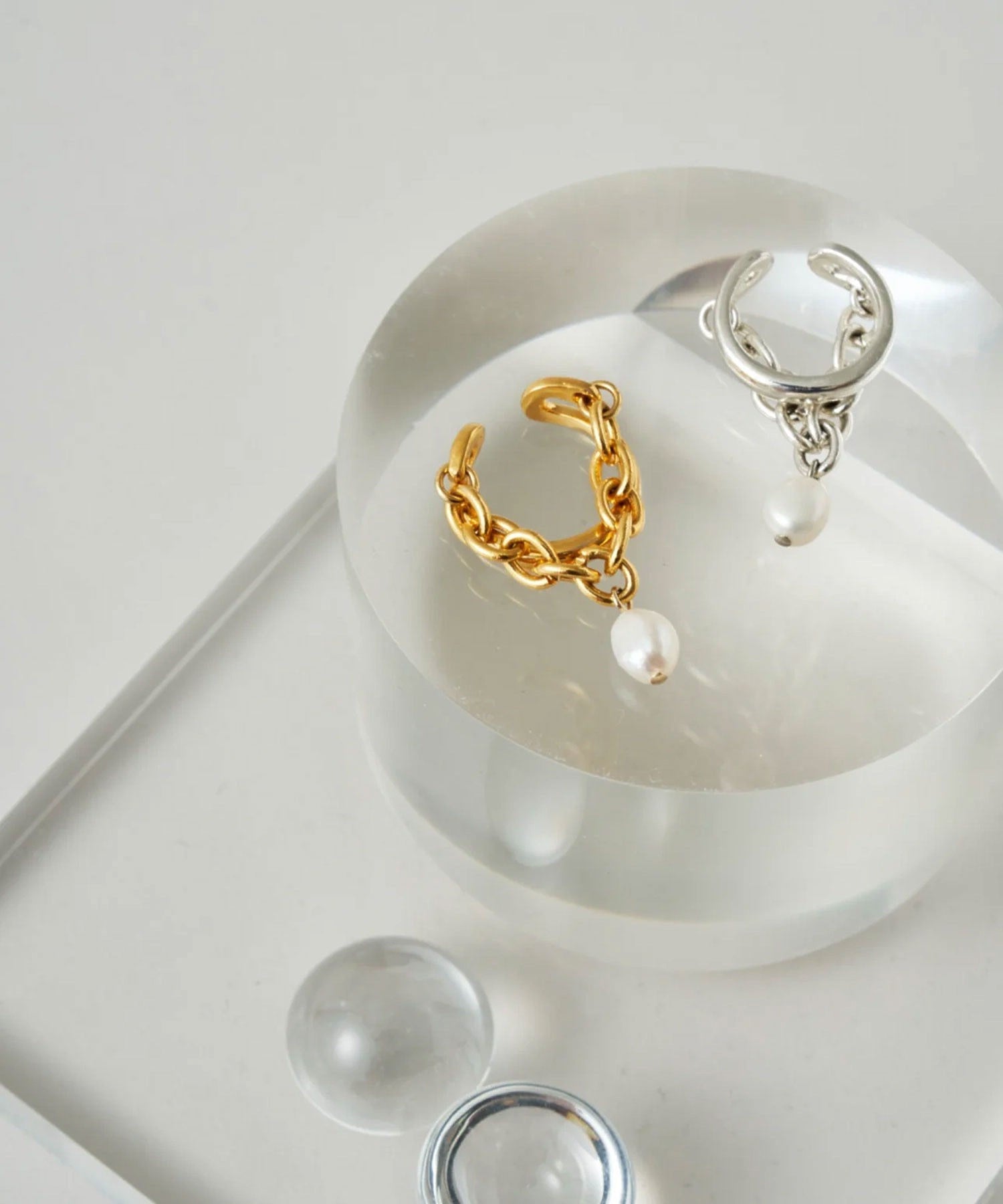 loni/IVY PEARL CHAIN RING