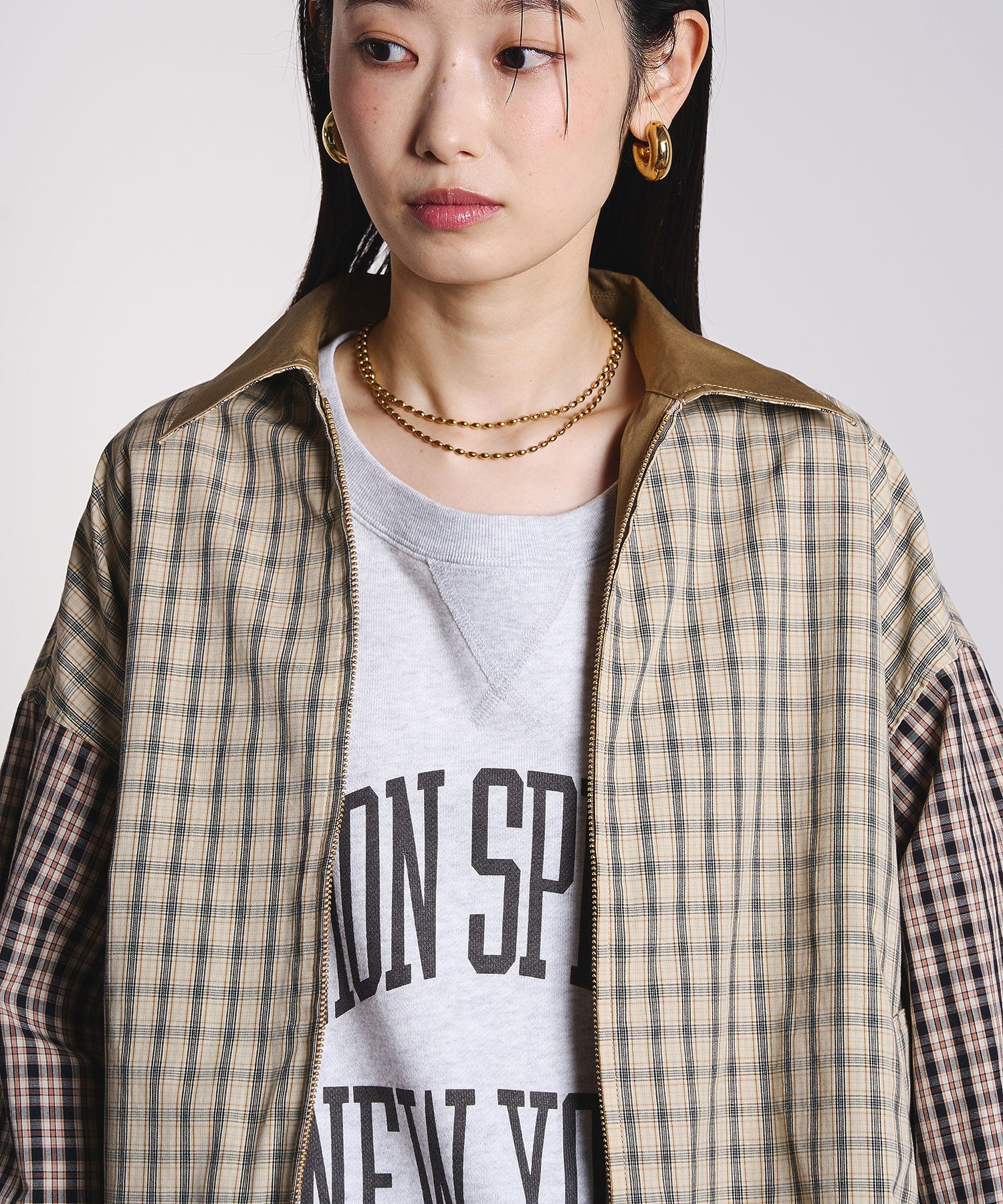 CREOLME/REVERSIBLE CHECK JACKET