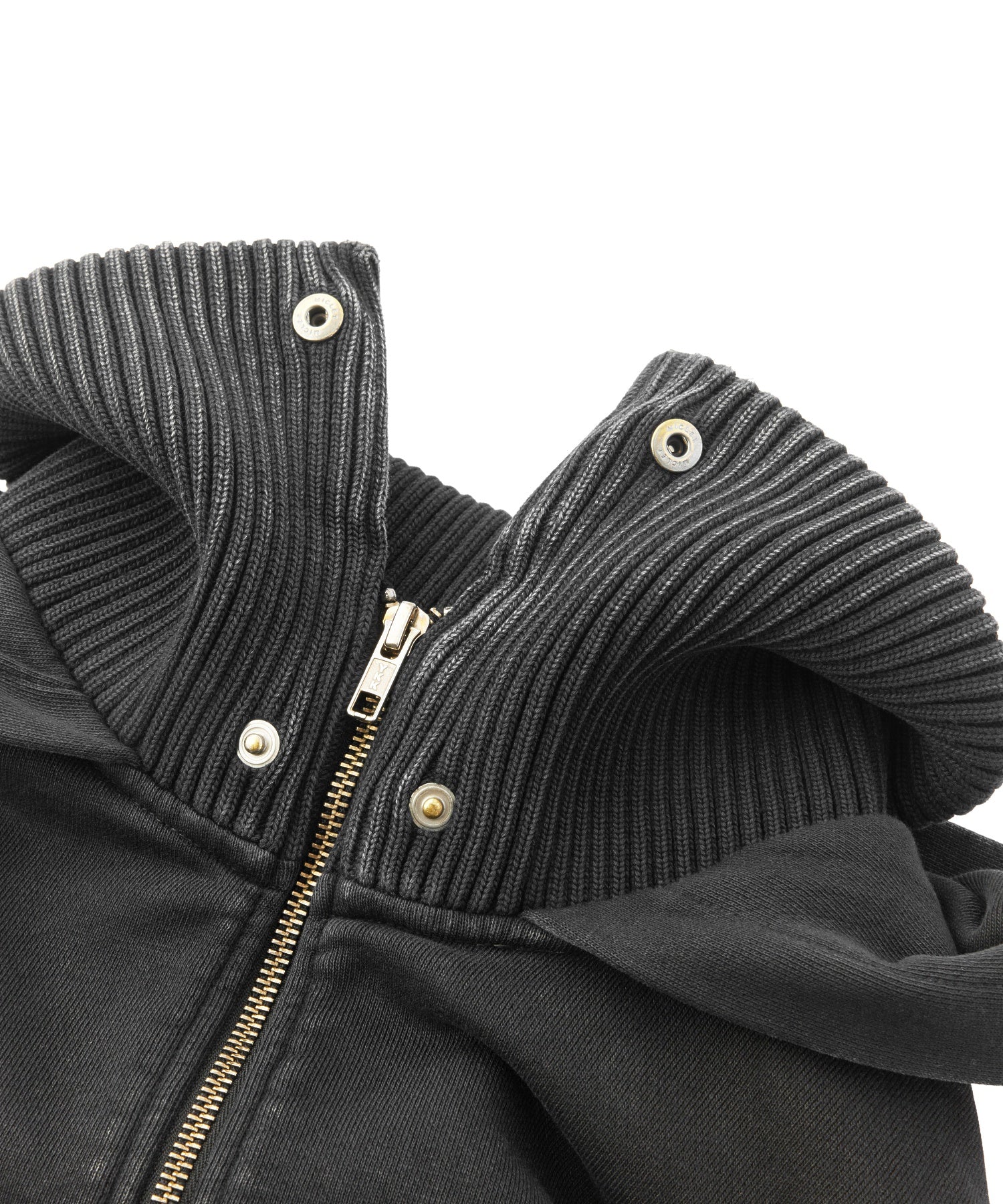 FADED SWEAT AND RIB ZIP UP COMPACT HOODIE
