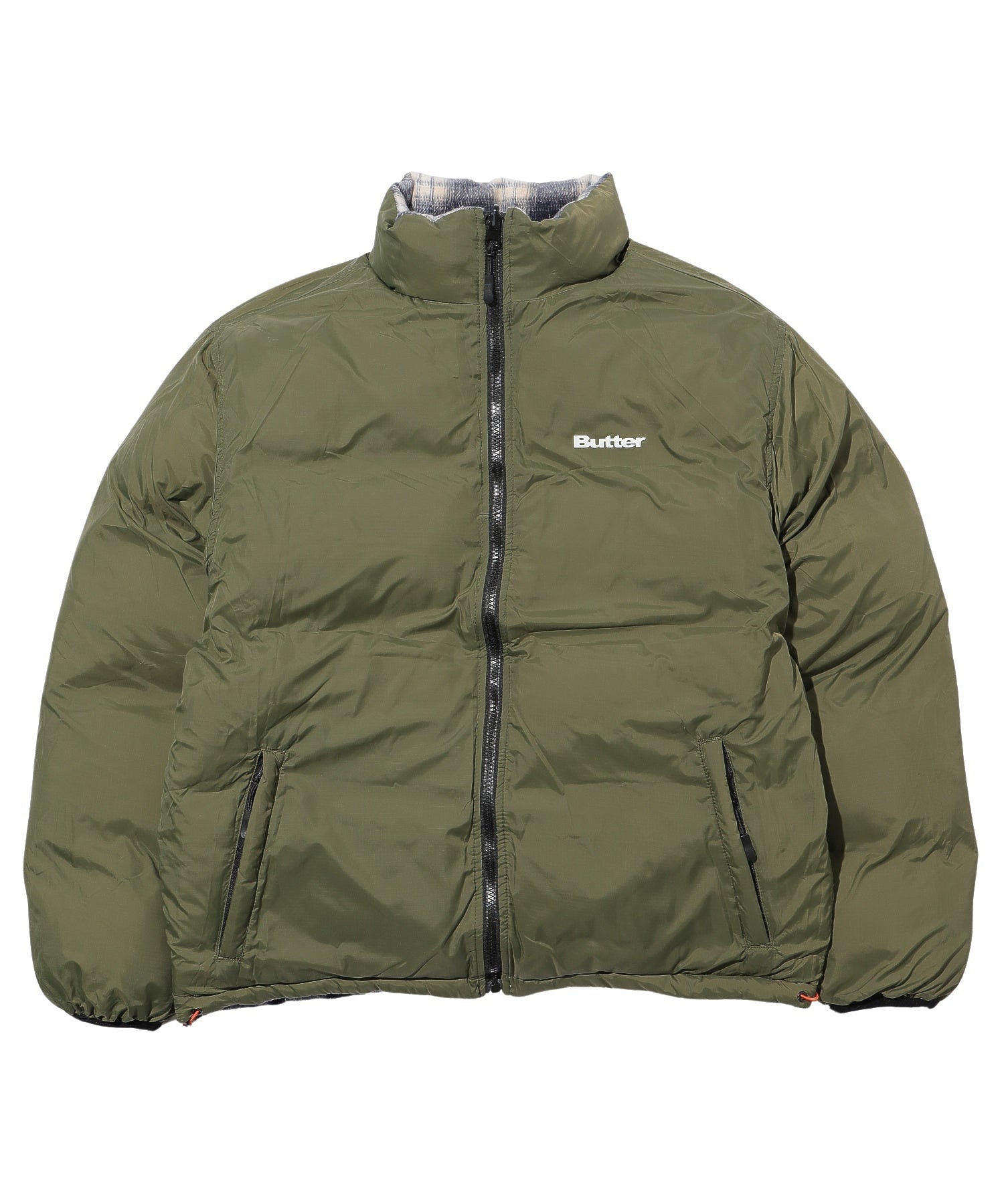 BUTTER/バター/Reversible Plaid Puffer Jacket