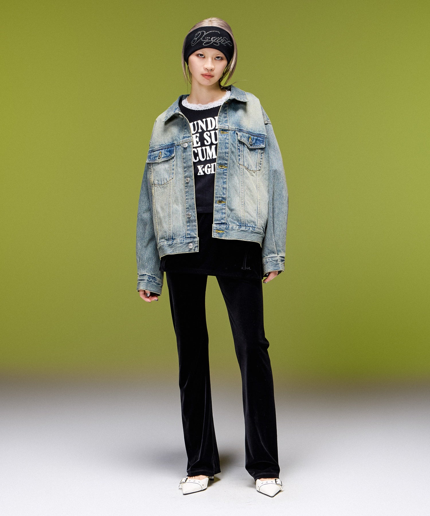 LOGO MARK STITCHED DENIM JACKET