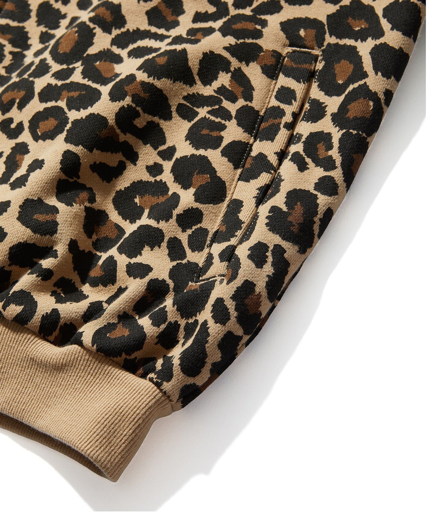 LEOPARD ZIP HOODED SWEATSHIRT