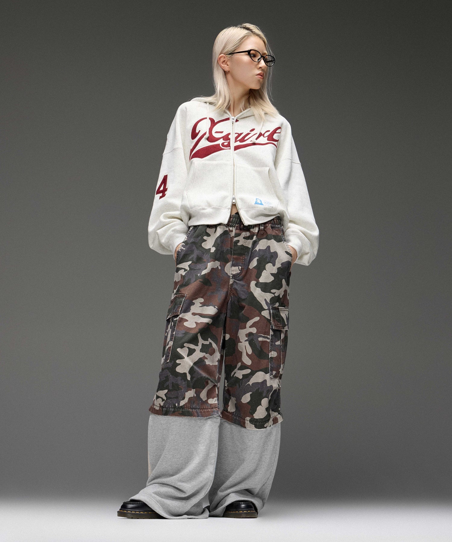 X-girl x Champion REVERSE WEAVE® PATCHED LOGO ZIP UP HOODIE