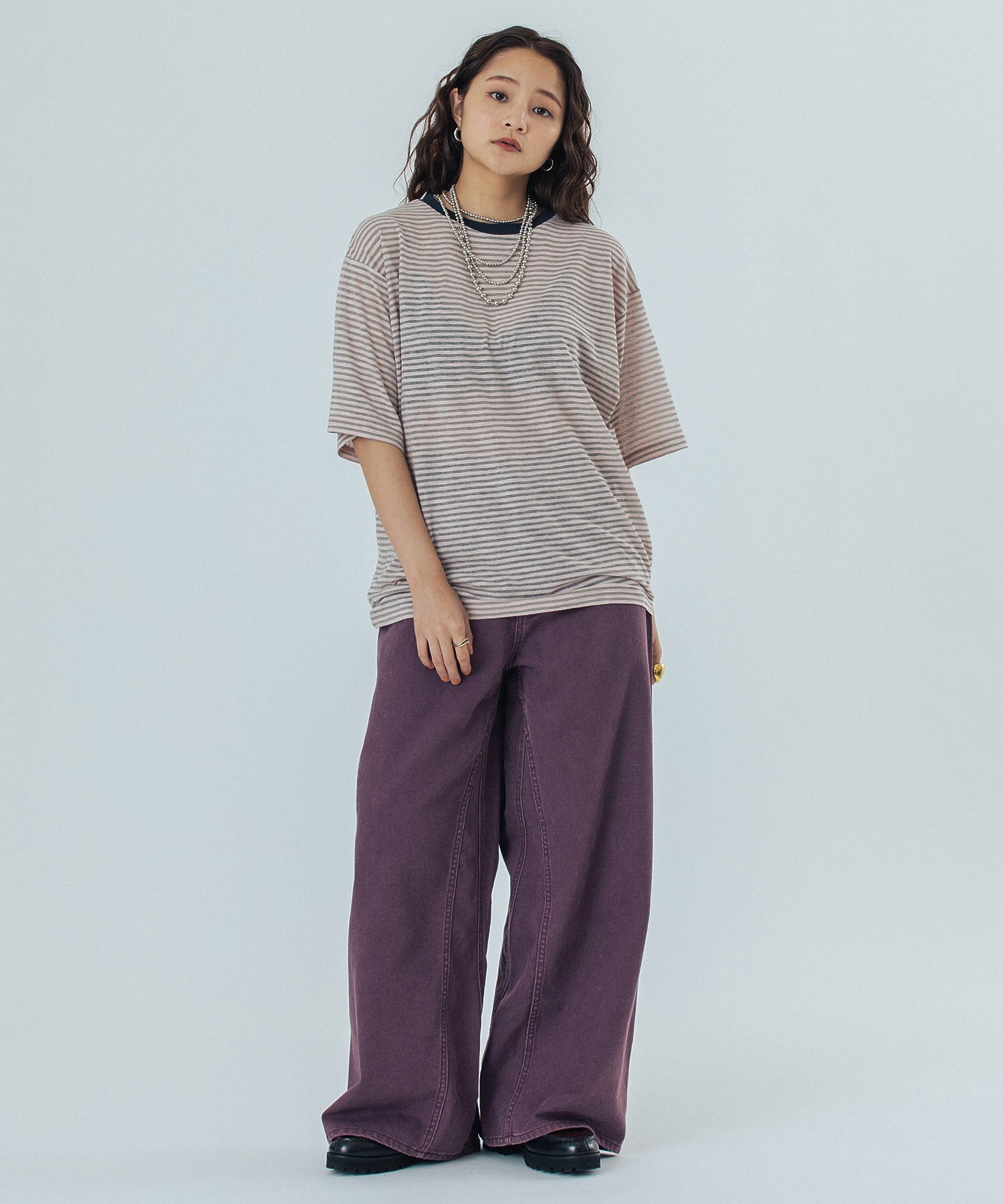 SHEER STRIPE S/S TOP