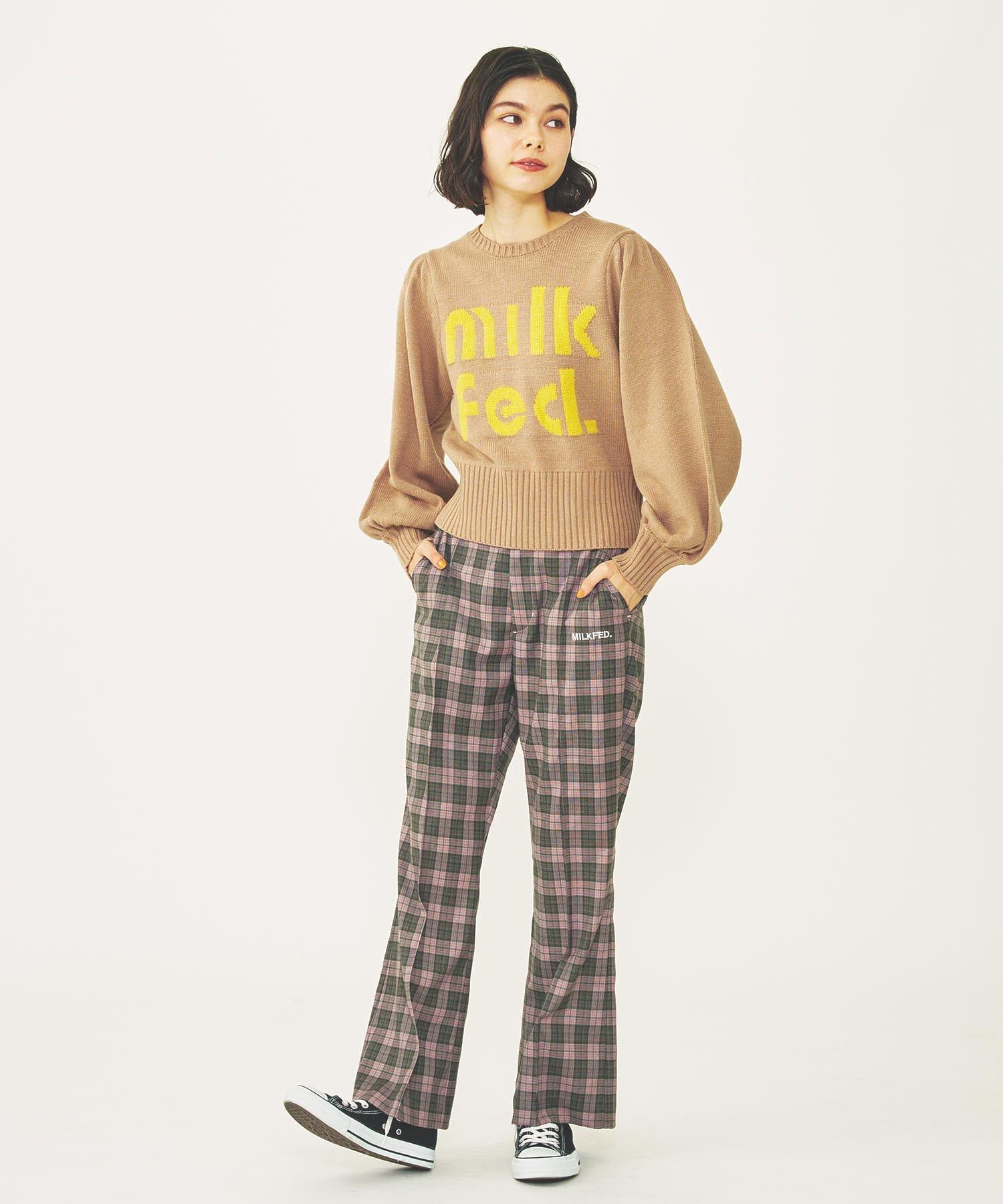 MILKFED LOGO KNIT TOP