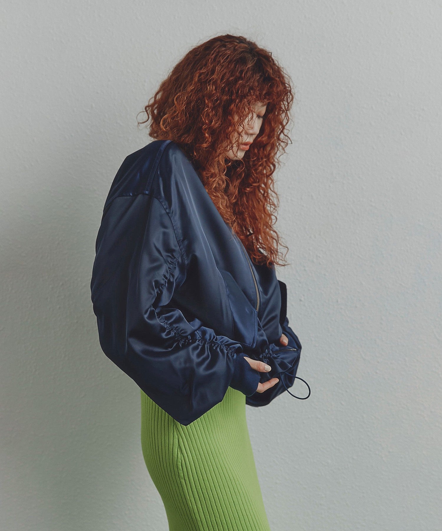 ギャザースリーブMA-1ブルゾン