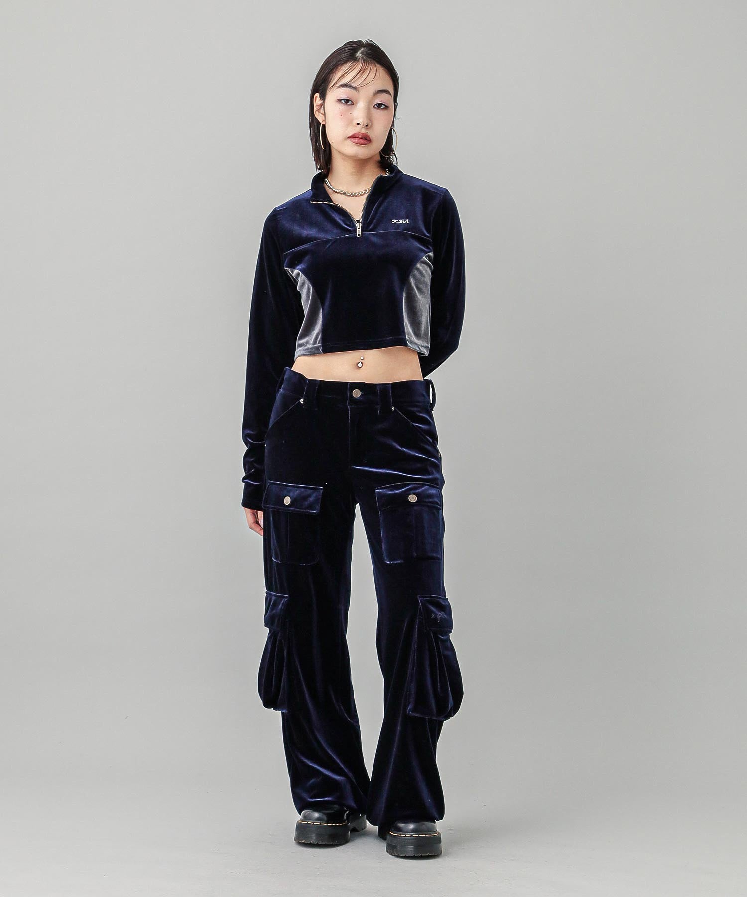 VELOUR HALF ZIP TOP