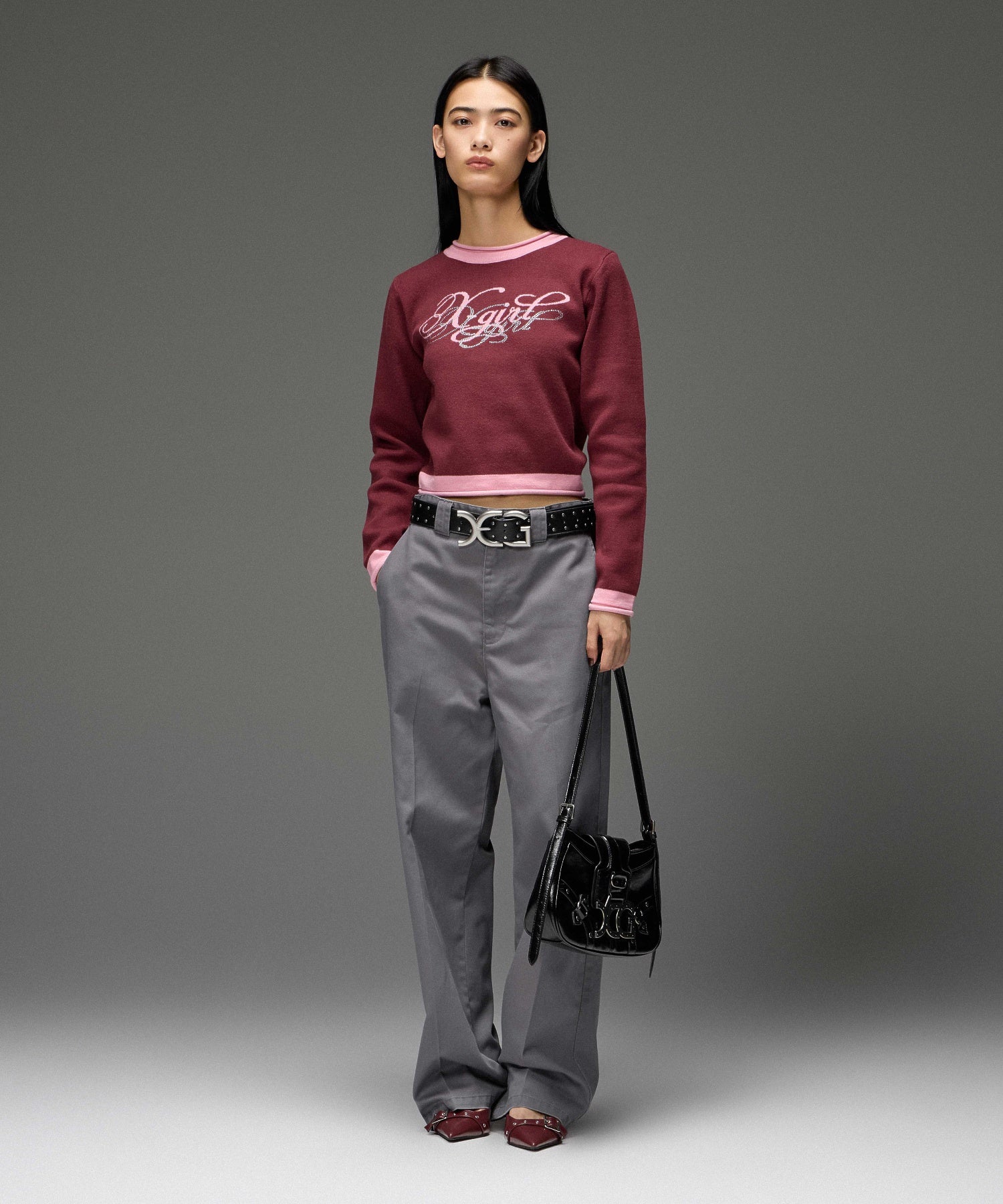 FACE LABEL FADED WIDE STRAIGHT EASY PANTS