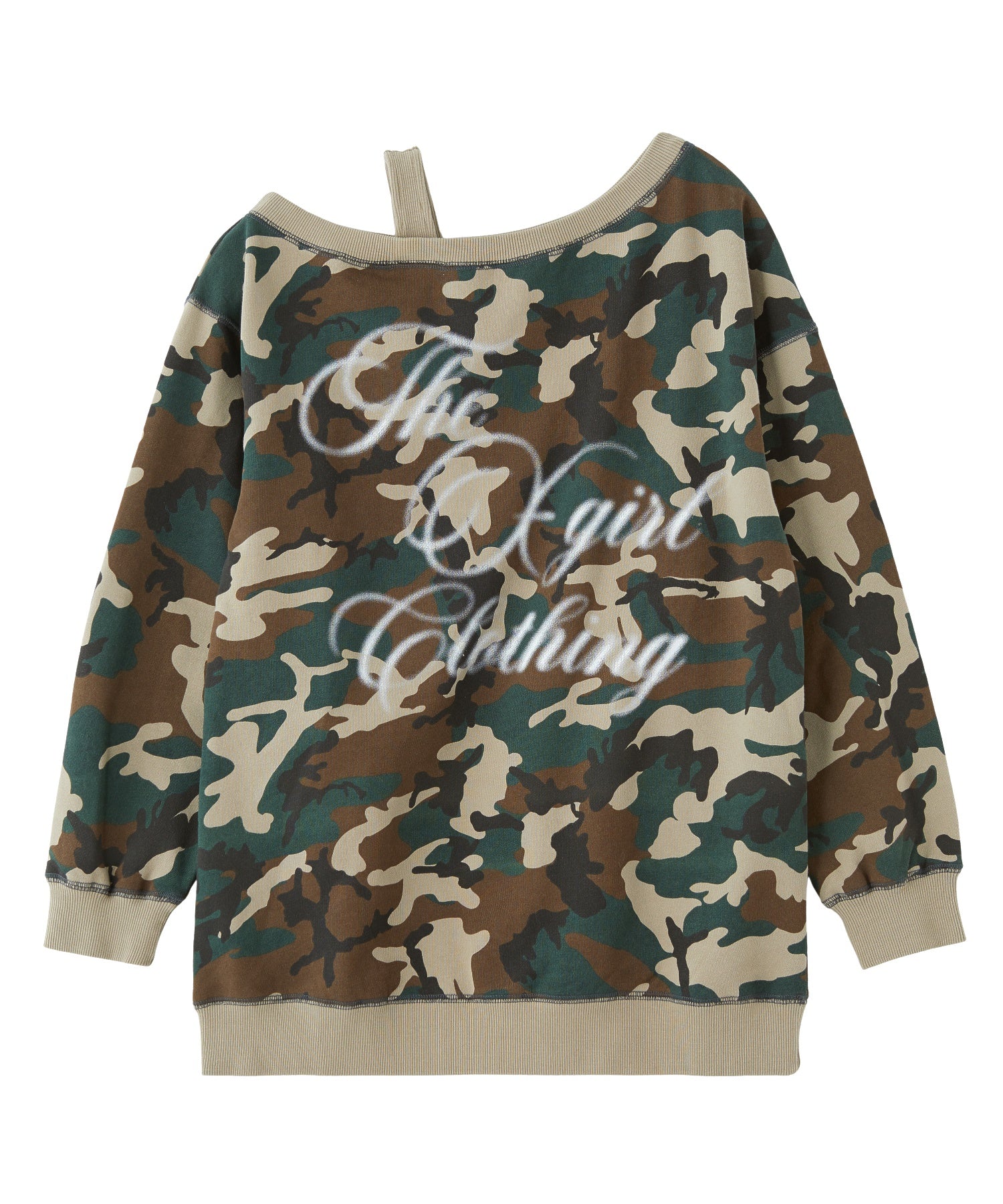 SCRIPT LOGO OFF SHOULDER SWEATSHIRT