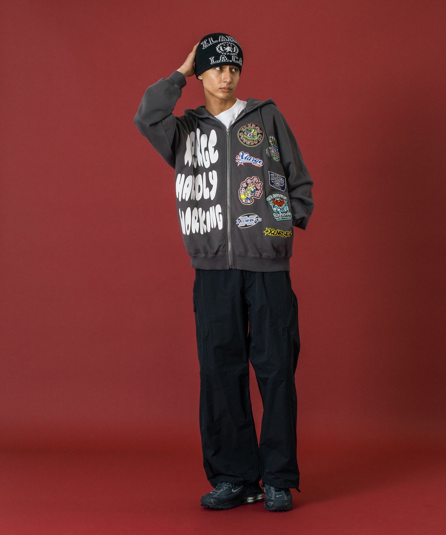 MULTI LOGO ZIP UP HOODED SWEATSHIRT