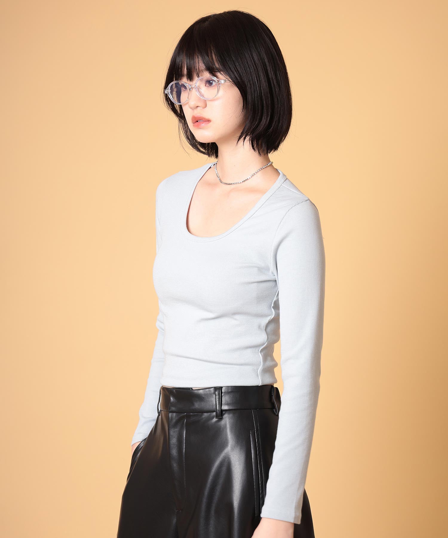 ロングスリーブリブプルオーバー