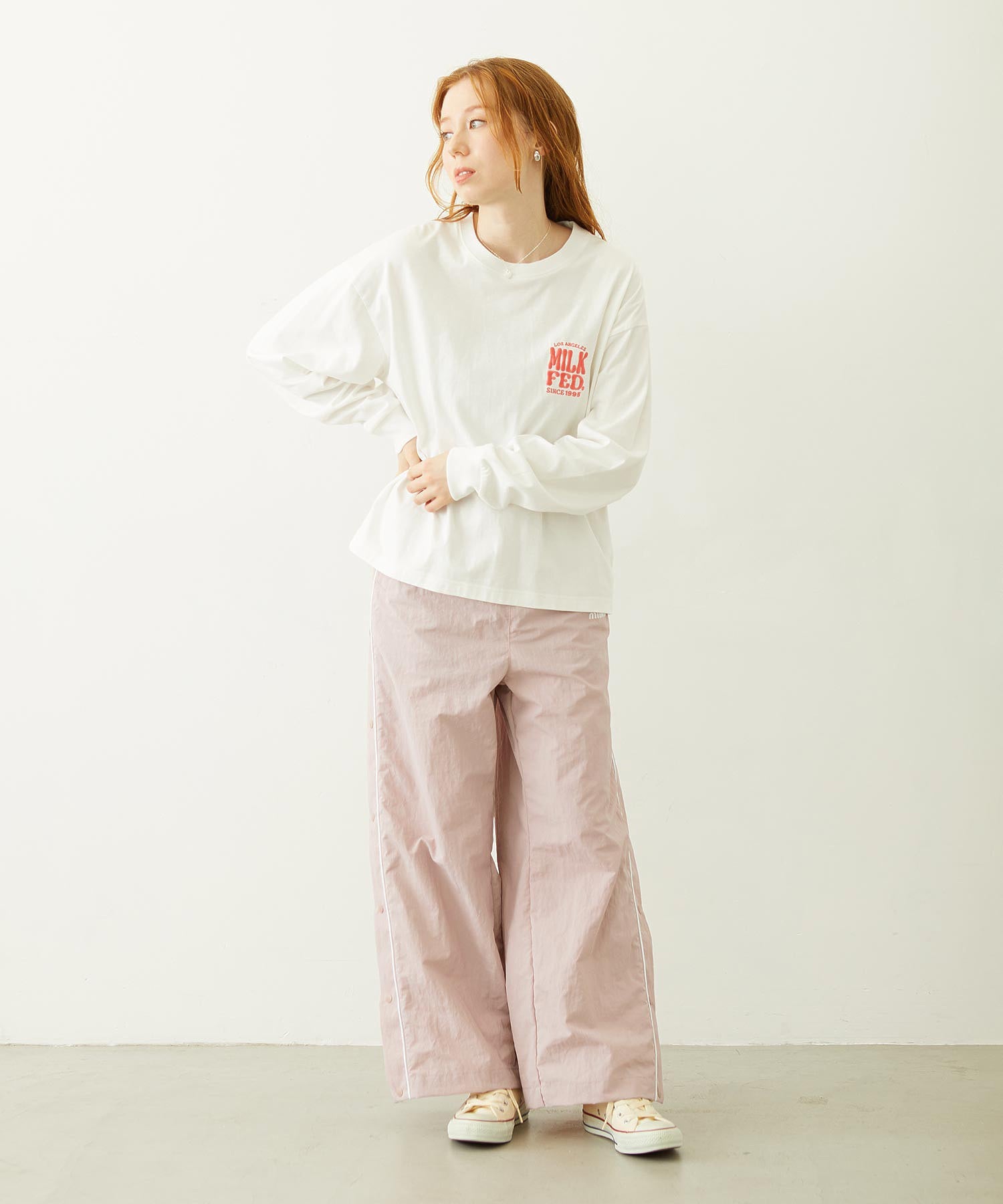 FLOWER DOT PATTERN LOGO WIDE L/S TEE