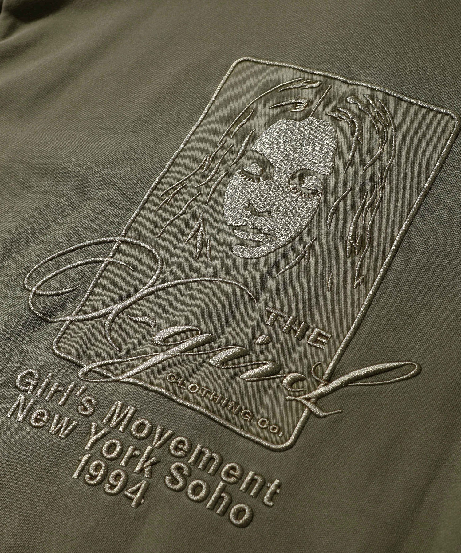 PIGMENT DYED FACE AND LOGO SQUARE PATCH ZIP UP SWEAT HOODIE