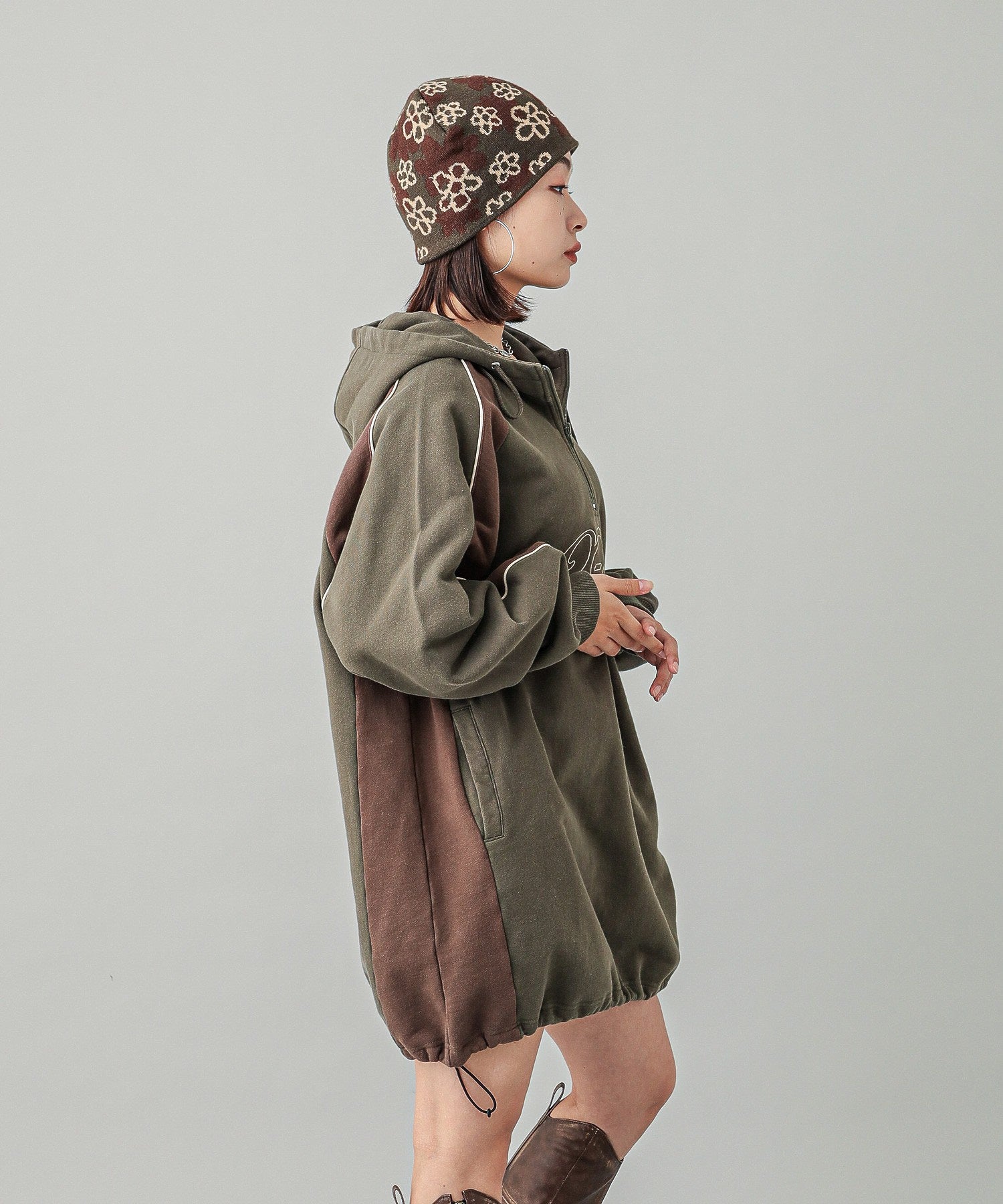 PANELED SWEAT ANORAK DRESS