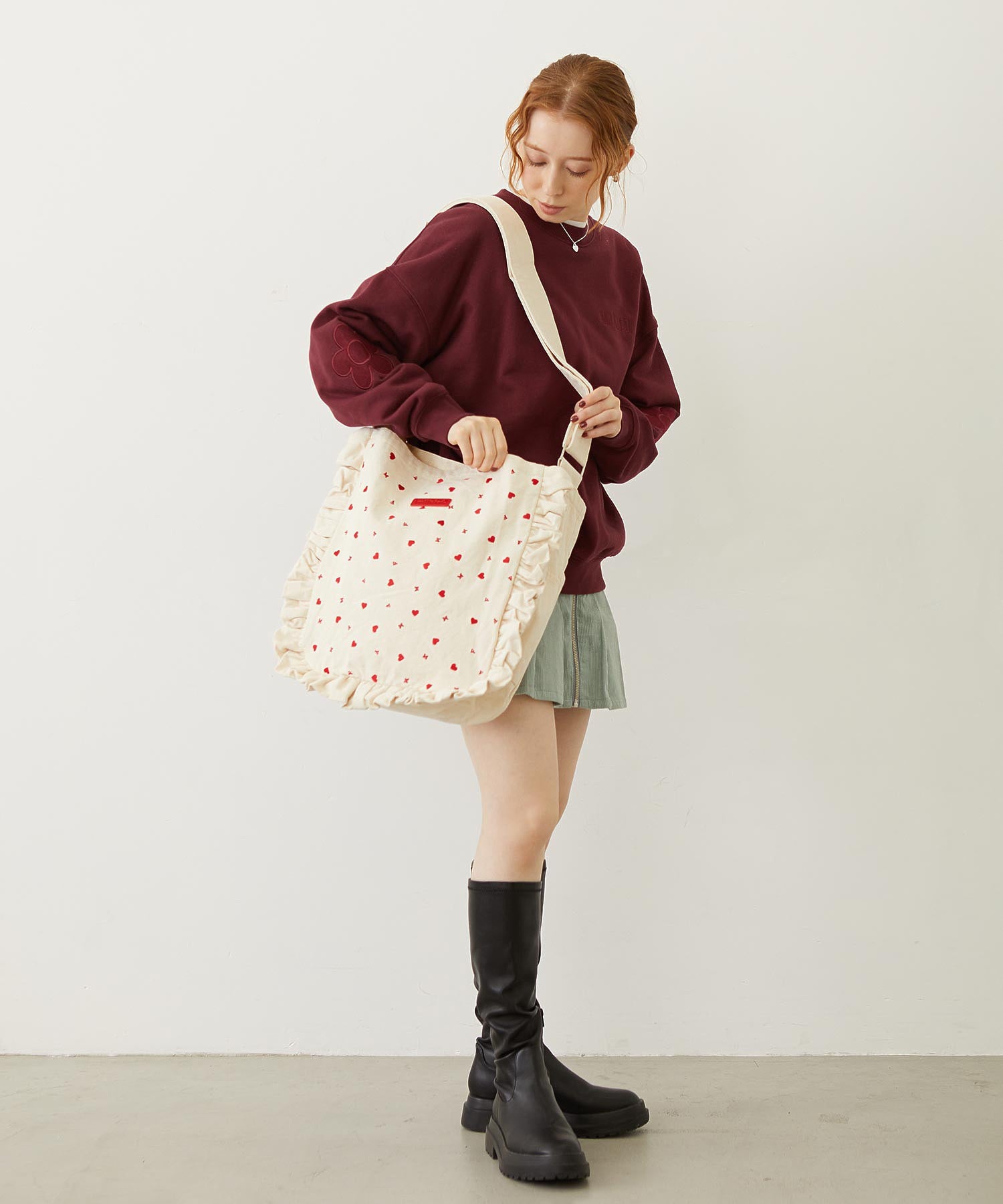 HEART EMBROIDERY CANVAS BAG MILKFED.