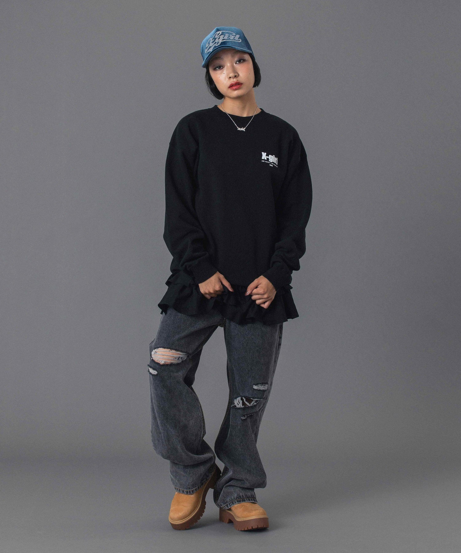DRAWSTRING DENIM PANTS