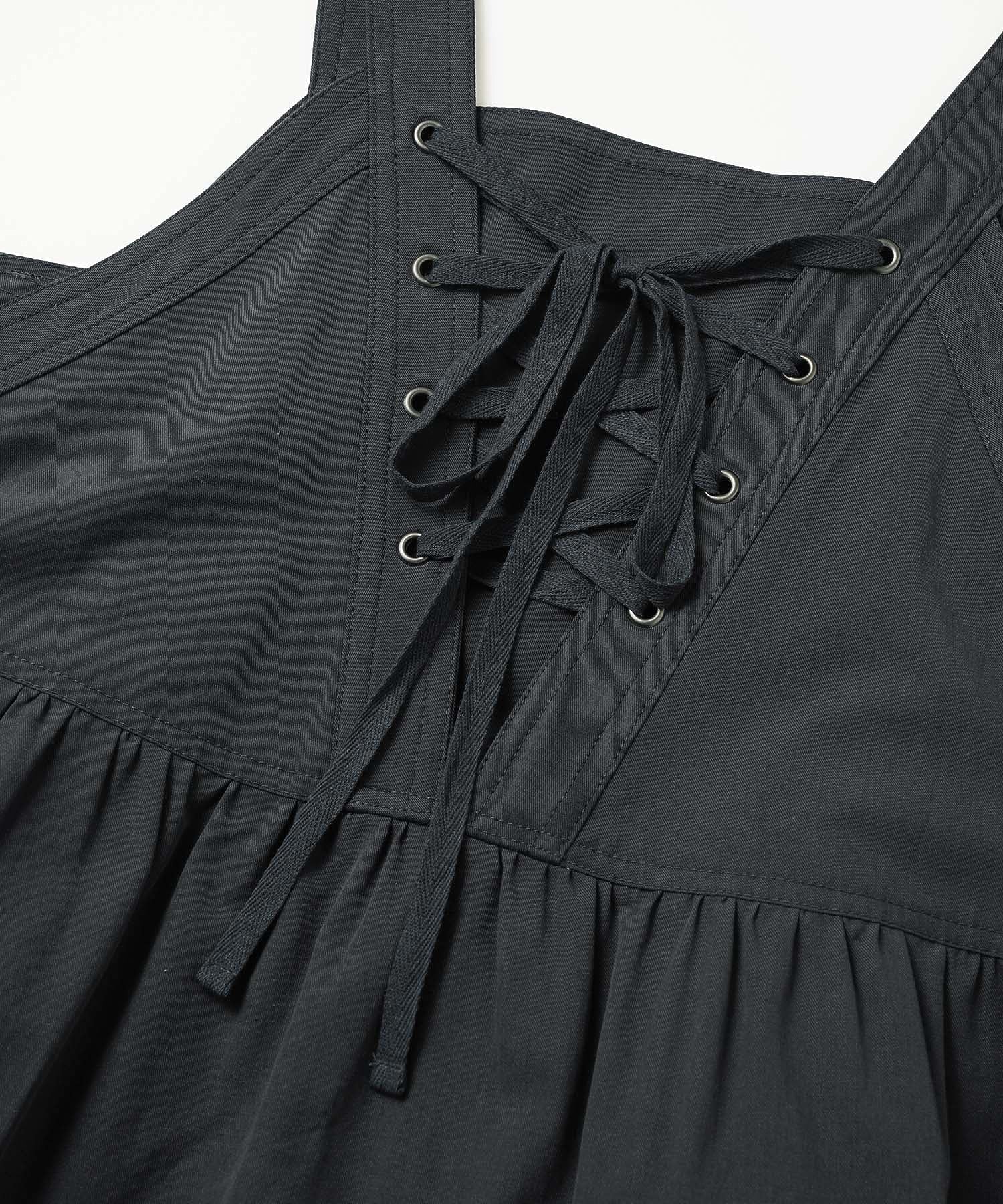 LACE-UP GATHERED DRESS MILKFED.