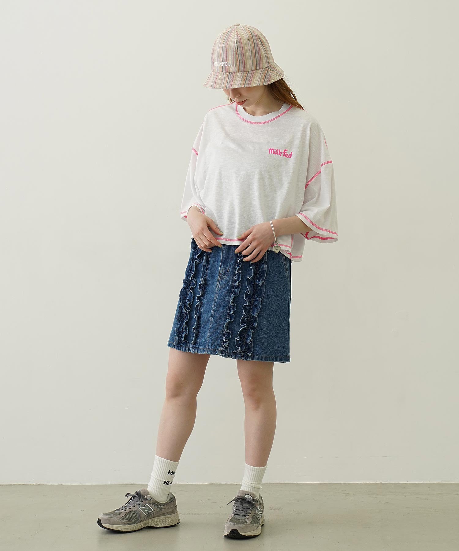 COLOR STITCH WIDE S/S TOP