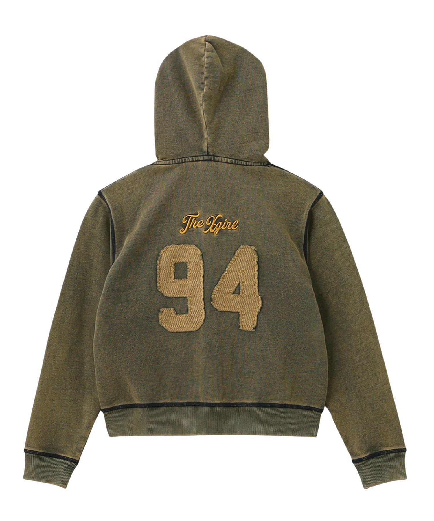 OVERDYED NUMBER PATCH ZIP UP HOODIE