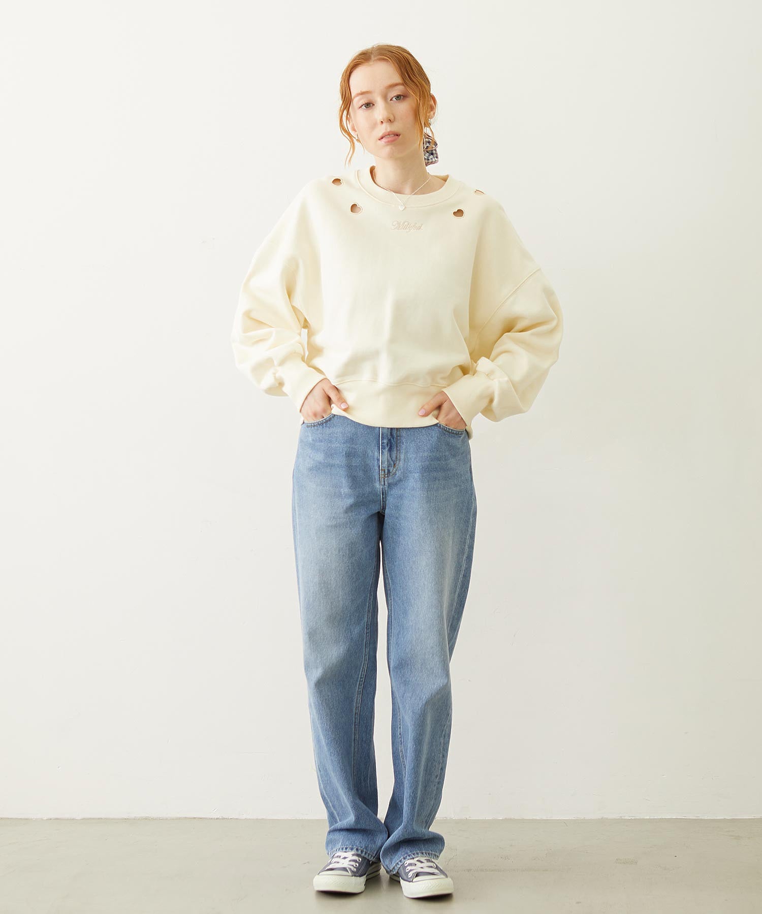 MILKFED. EMBROIDERED DENIM PANTS